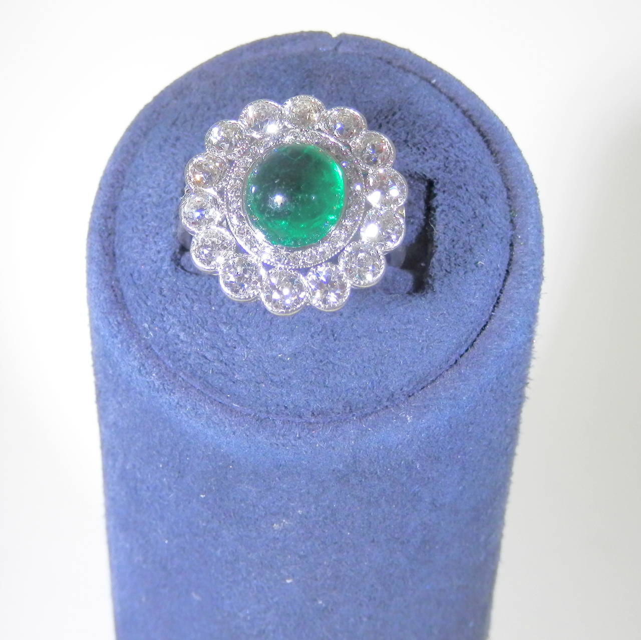 Art Deco 1920s Emerald Diamond Platinum Ring