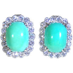 Van Cleef & Arpels Turquoise Diamond Platinum Earrings