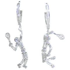 Diamond Platinum tennis player earrings