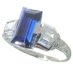 Antique Art Deco Burma Sapphire Diamond Platinum Ring