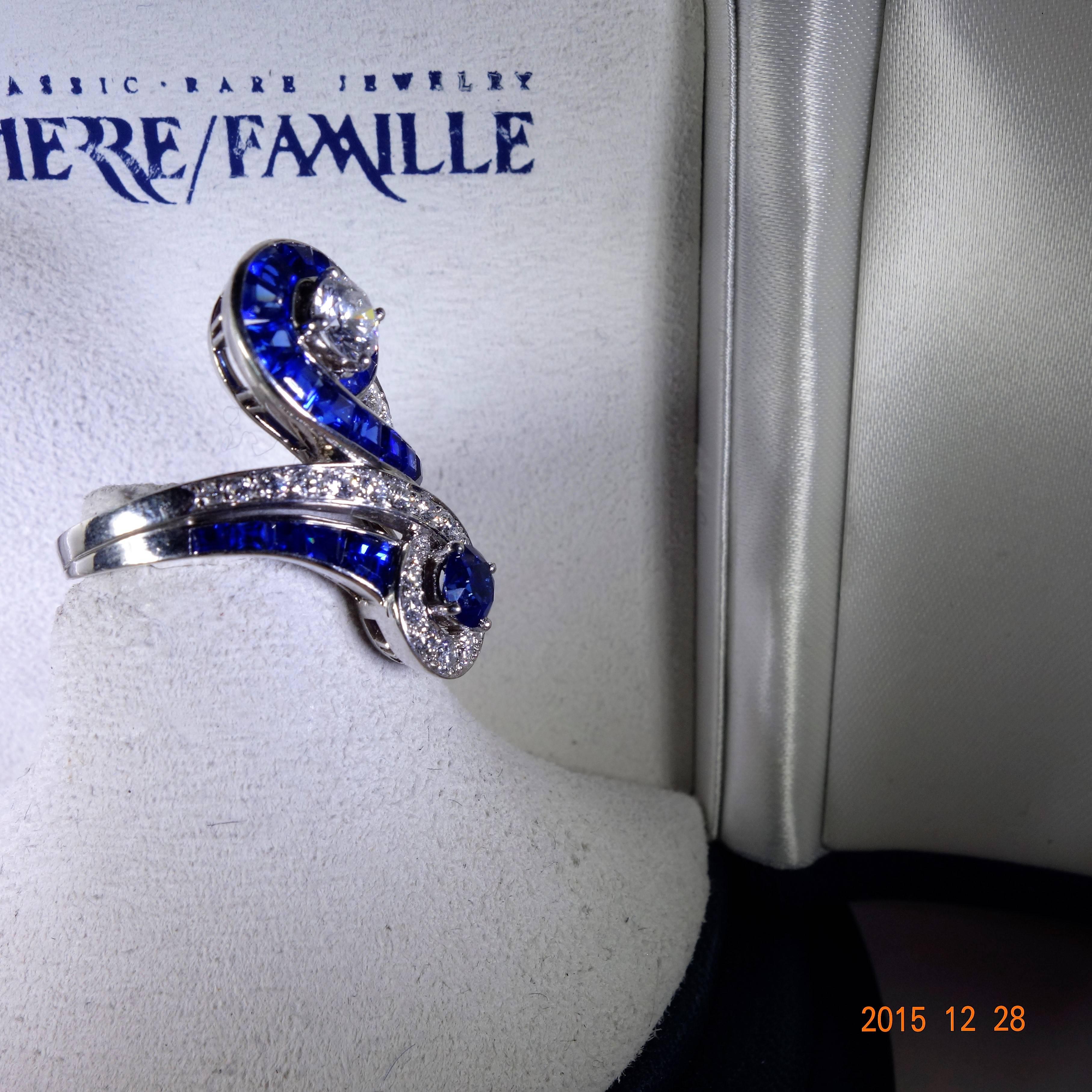 Art Deco Tiffany & Co. Sapphire Diamond Platinum Ring