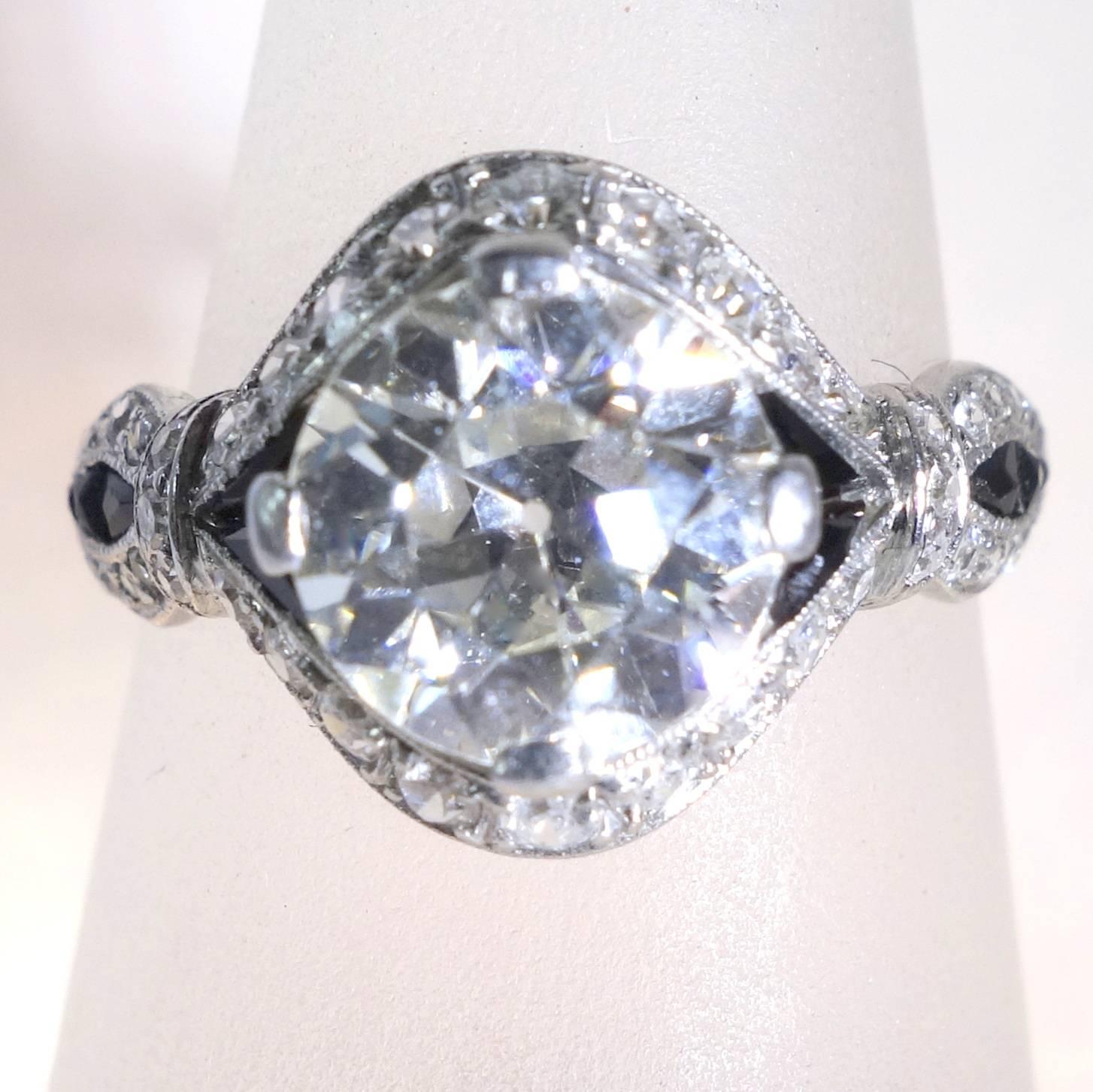 Women's Charlton Striking Art Deco Onyx Diamond Platinum Ring