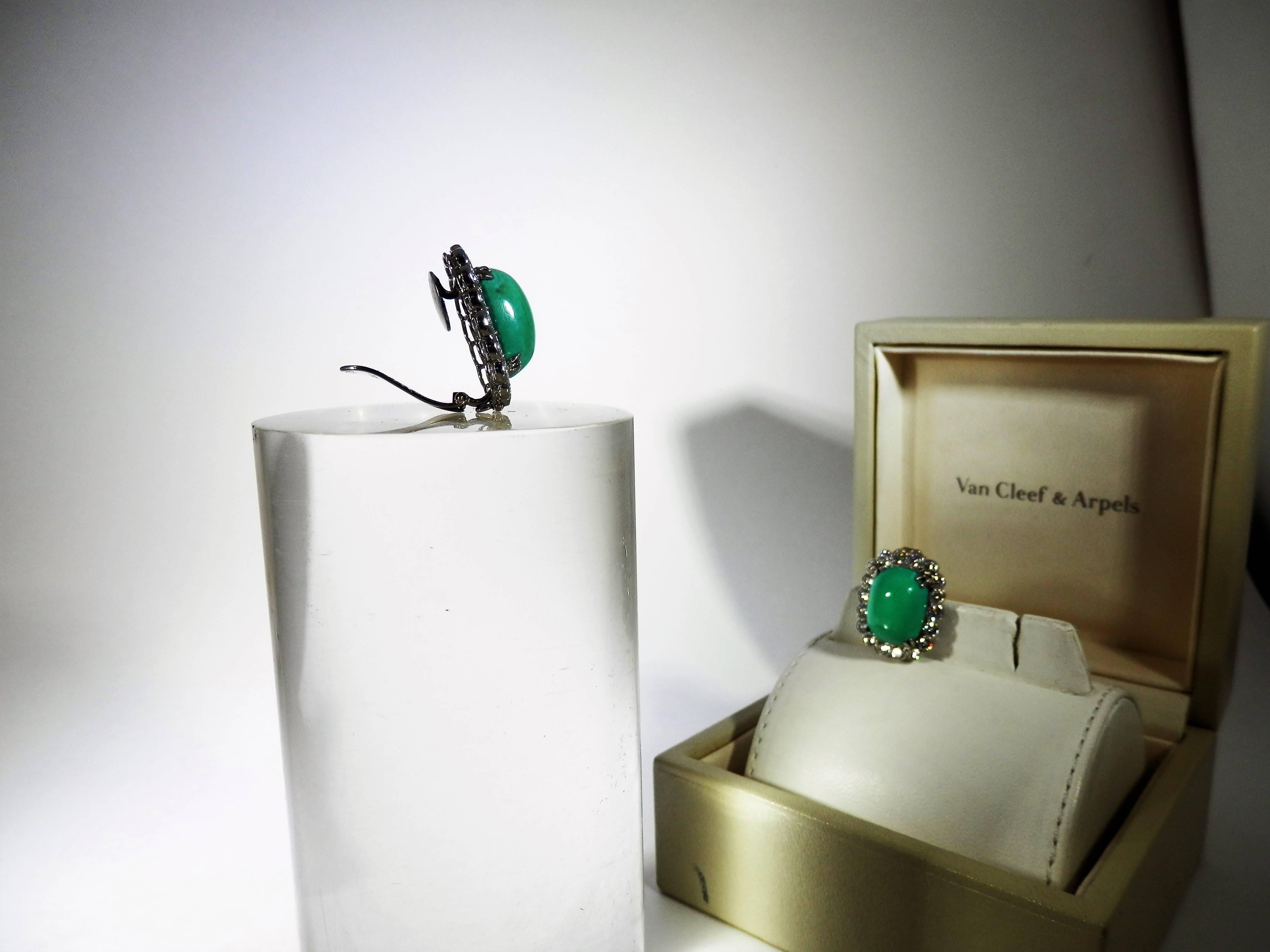 1960s Van Cleef & Arpels turquoise diamond Platinum earrings In Good Condition In Aspen, CO