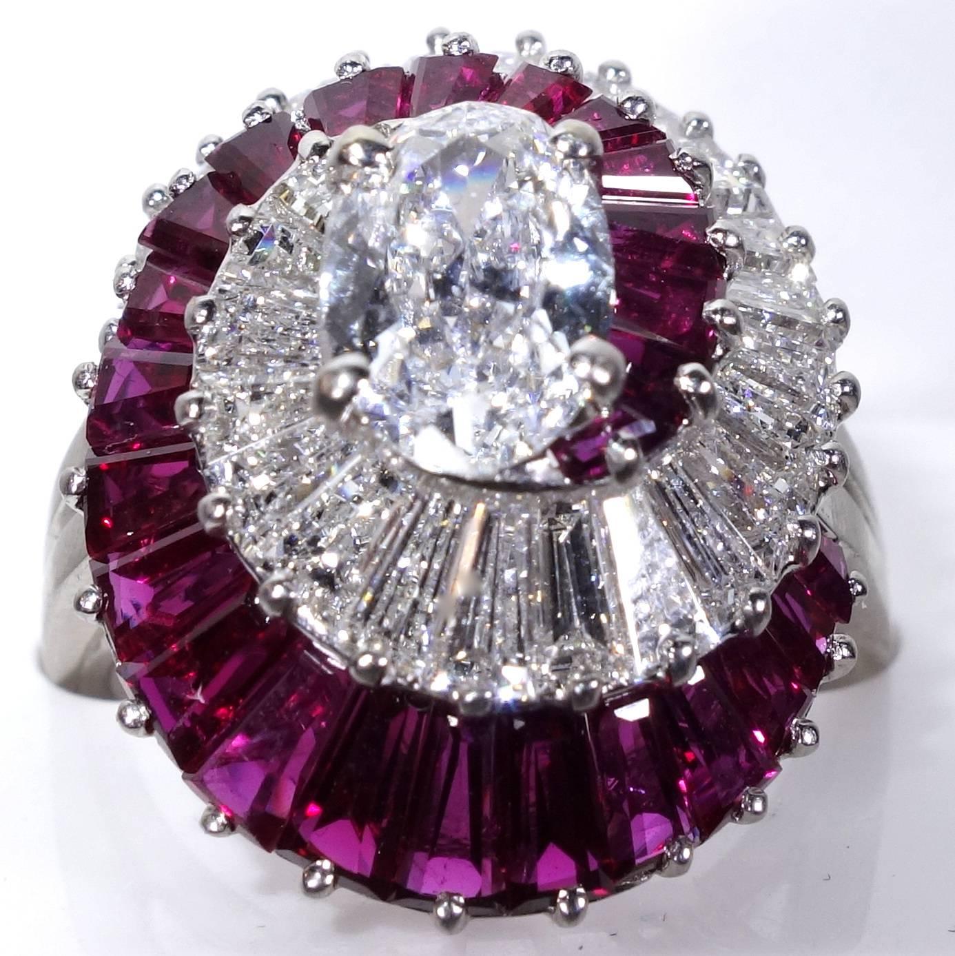 Ruby Diamond Platinum Ring 2