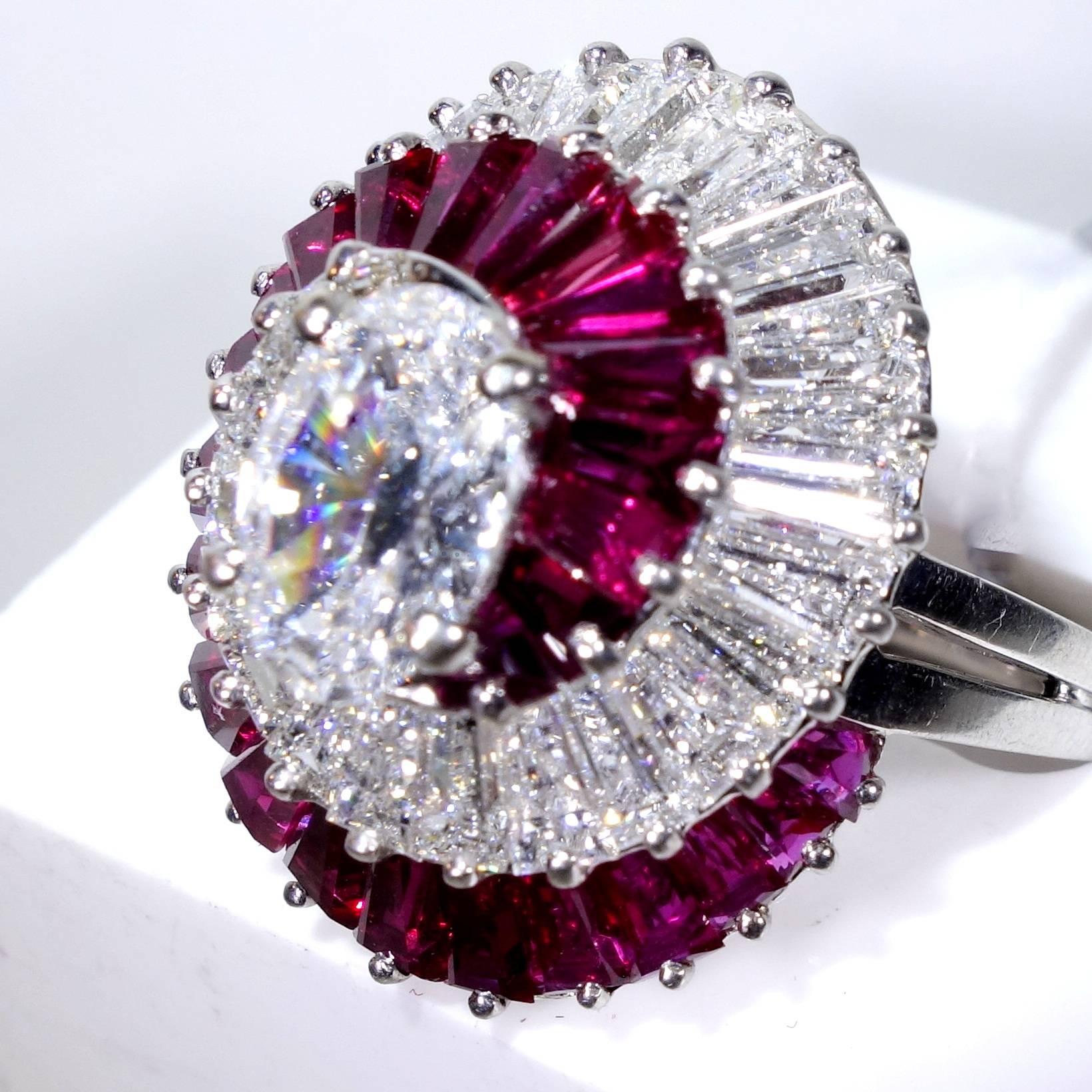 Contemporary Ruby Diamond Platinum Ring