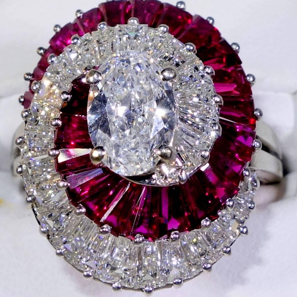 Women's Ruby Diamond Platinum Ring
