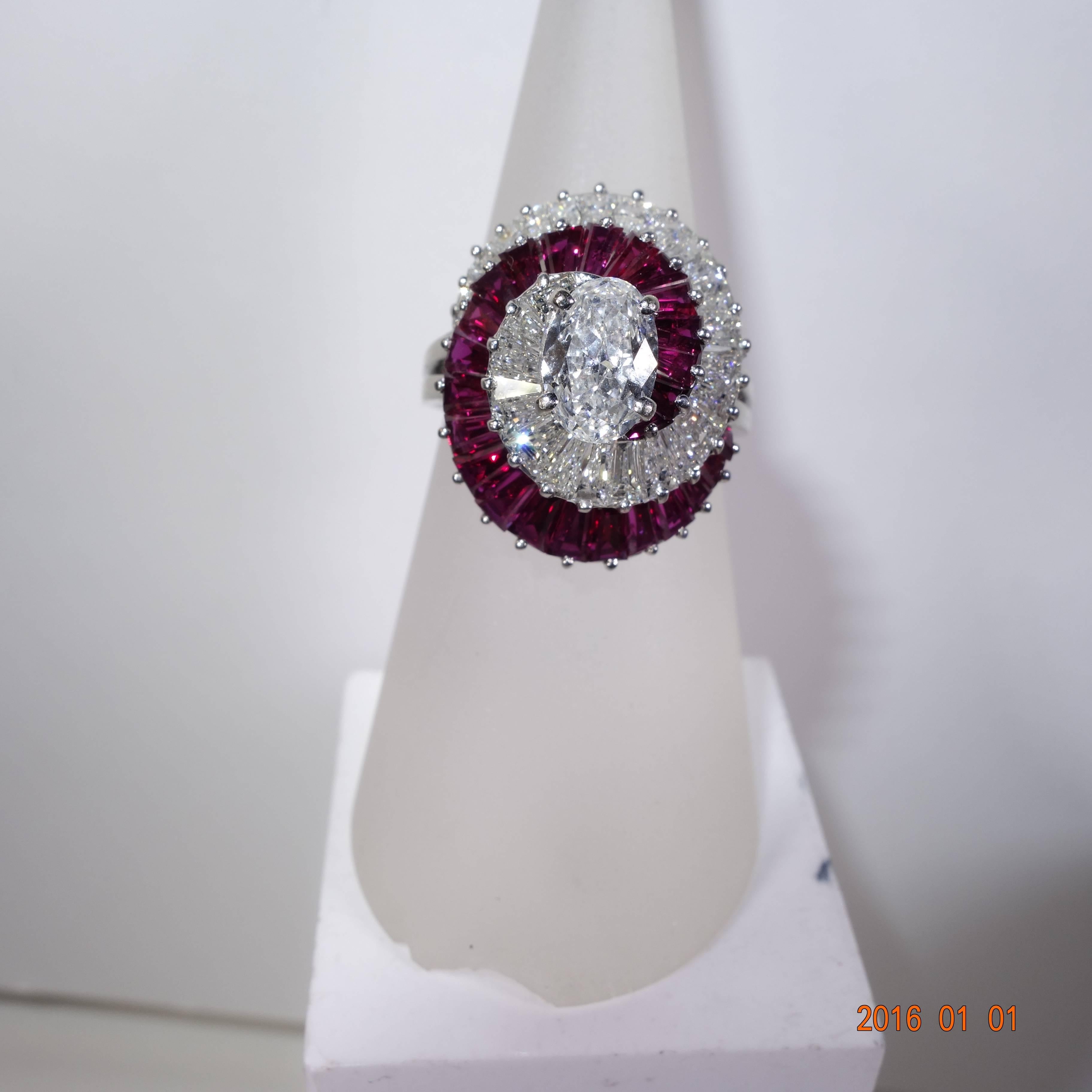 Ruby Diamond Platinum Ring 3