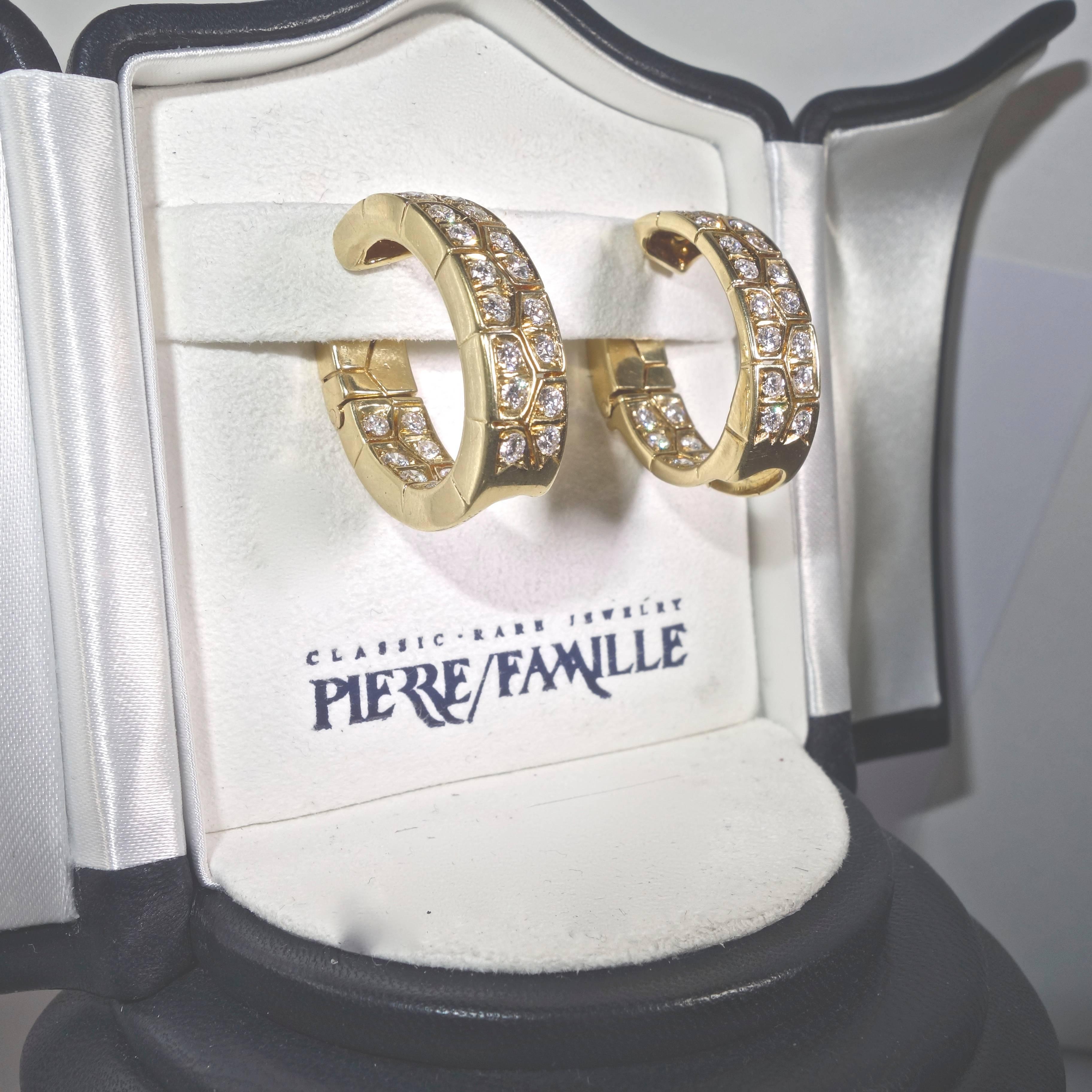 Contemporary Van Cleef & Arpels Diamond Gold Hoop Earrings