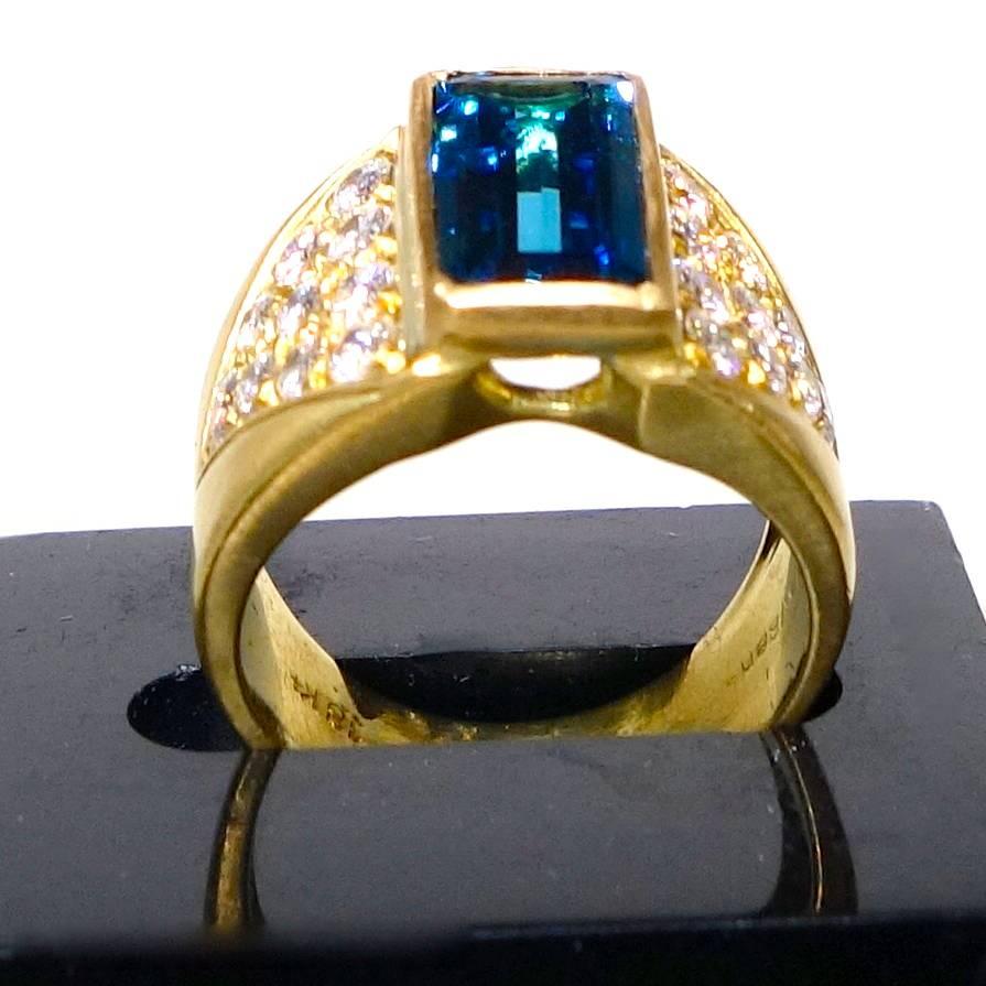 Blauer Turmalin Diamant Gold Ring 1