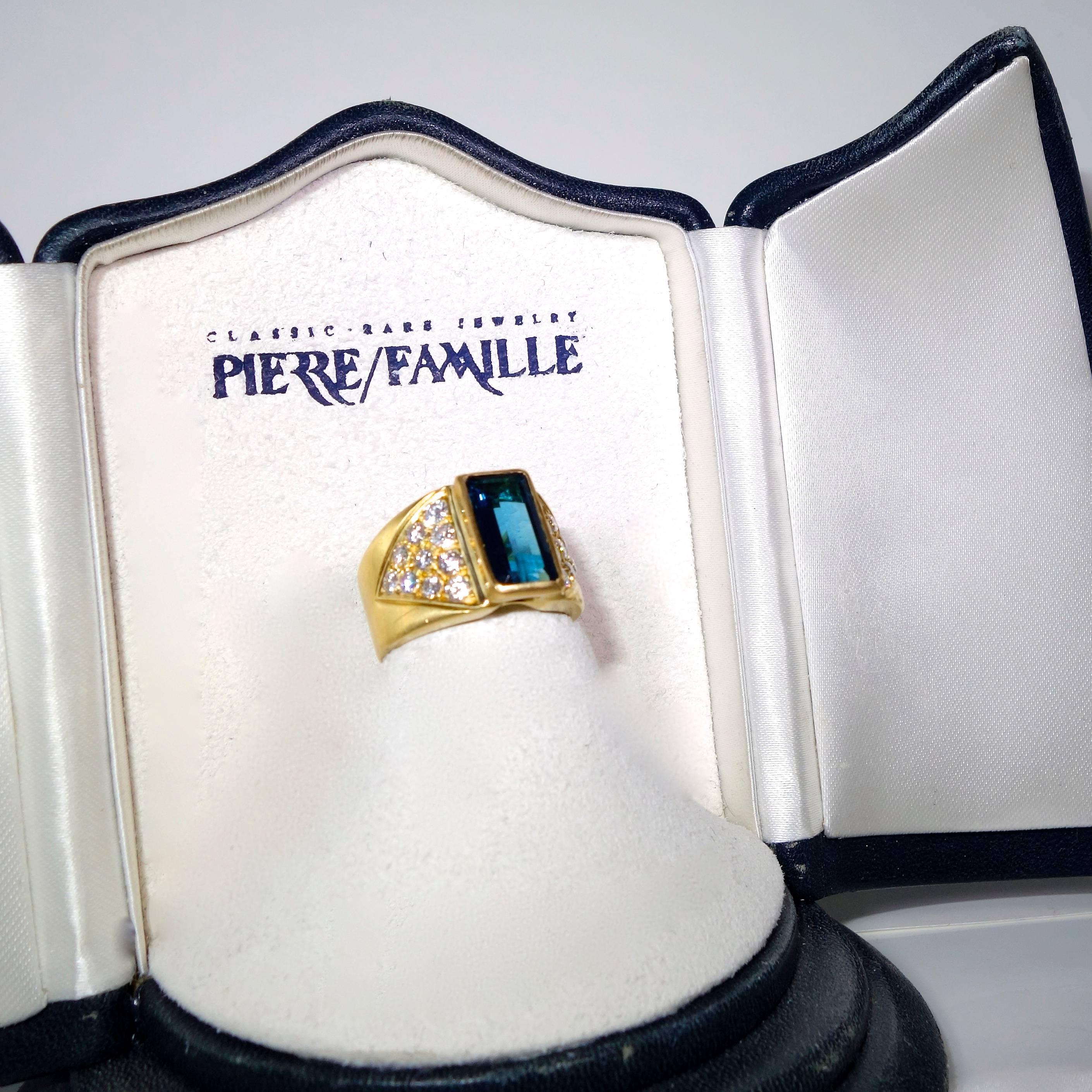 Blauer Turmalin Diamant Gold Ring Damen