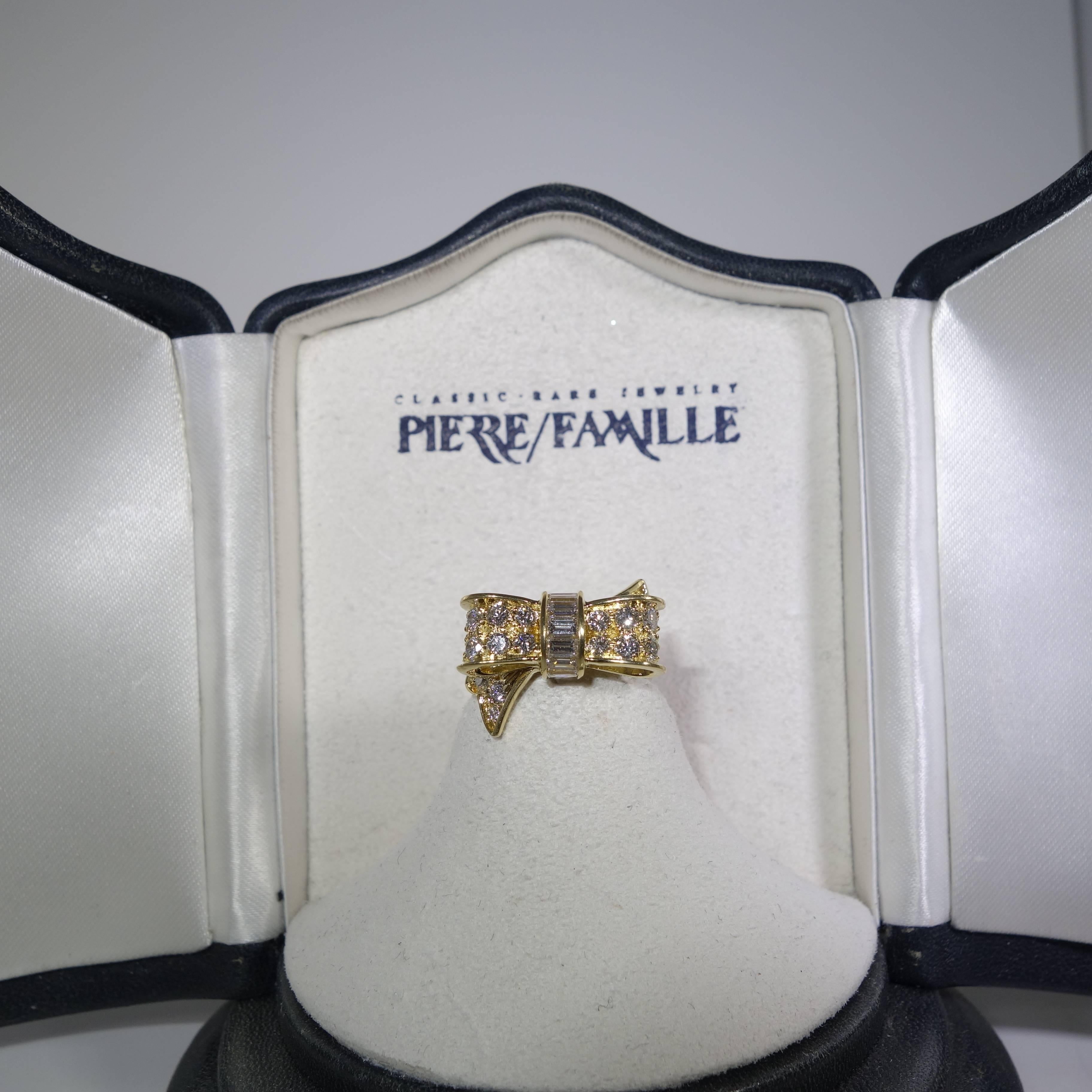 Contemporary Tiffany & Co. Diamond Gold Bow Ring
