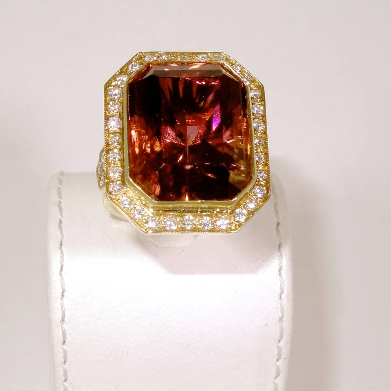 Contemporary Tourmaline Diamond Gold Ring