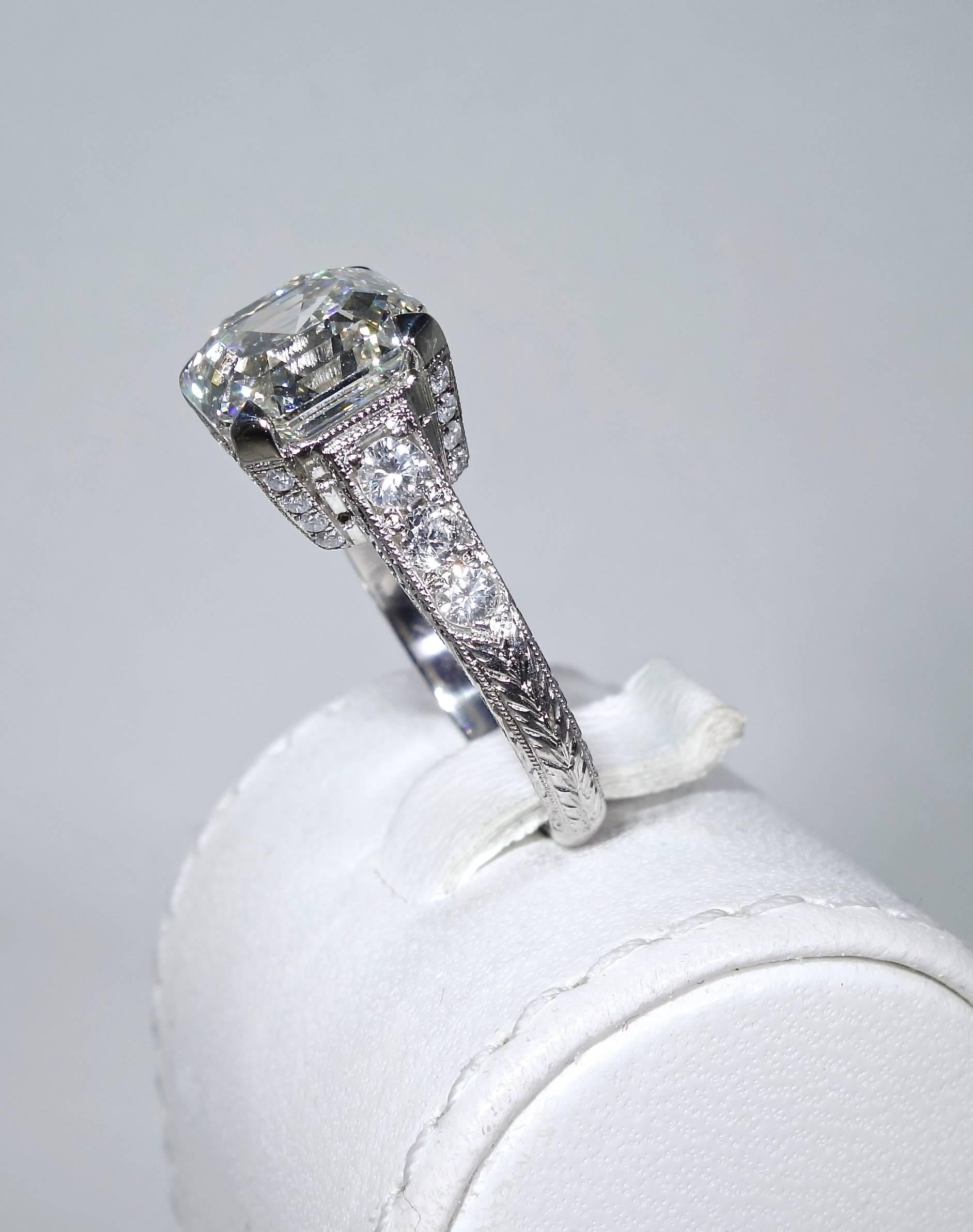 4.19 Carat Royal Asscher Cut Diamond Platinum Ring In New Condition In Aspen, CO