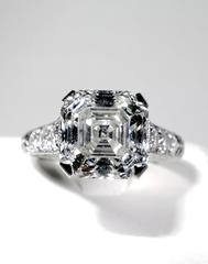 4.19 Carat Royal Asscher Cut Diamond Platinum Ring