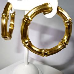 Cartier Large Gold "Bamboo" Hoop Motif Earrings