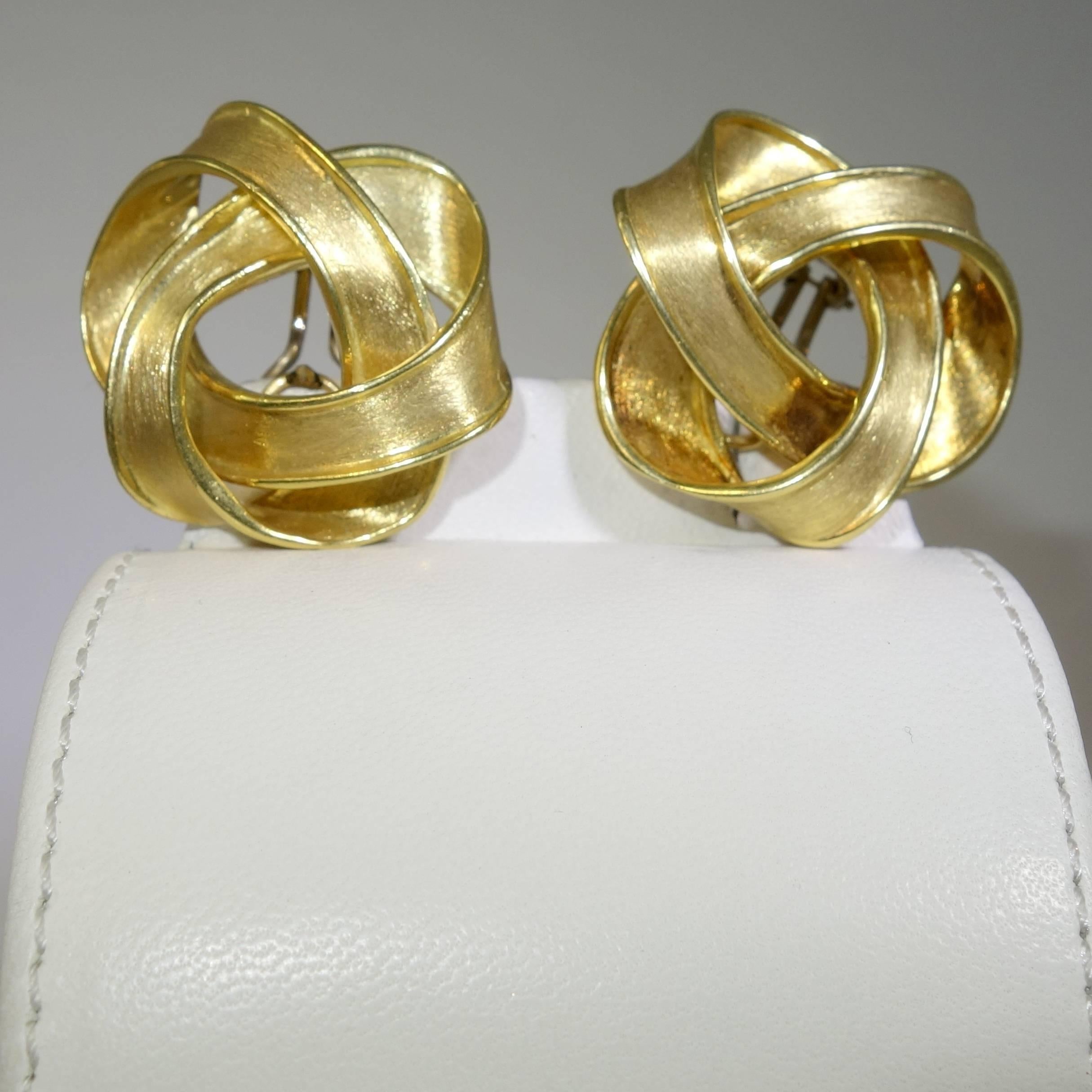 Boris Lebeau Long Gold Ribbon Motif Earrings 1