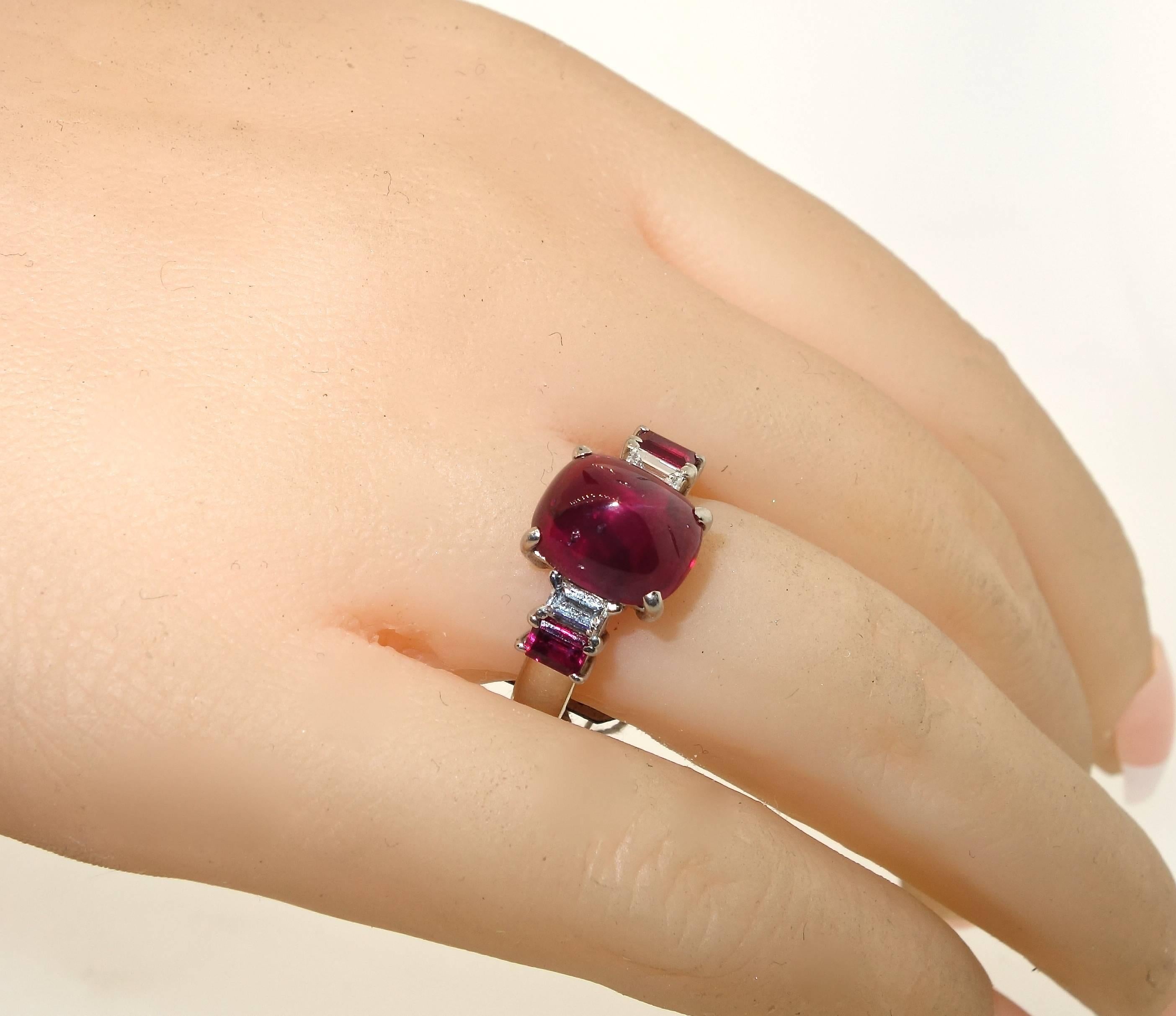 Women's Natural GIA Certified 4.08 Carat Burma Ruby Platinum Ring
