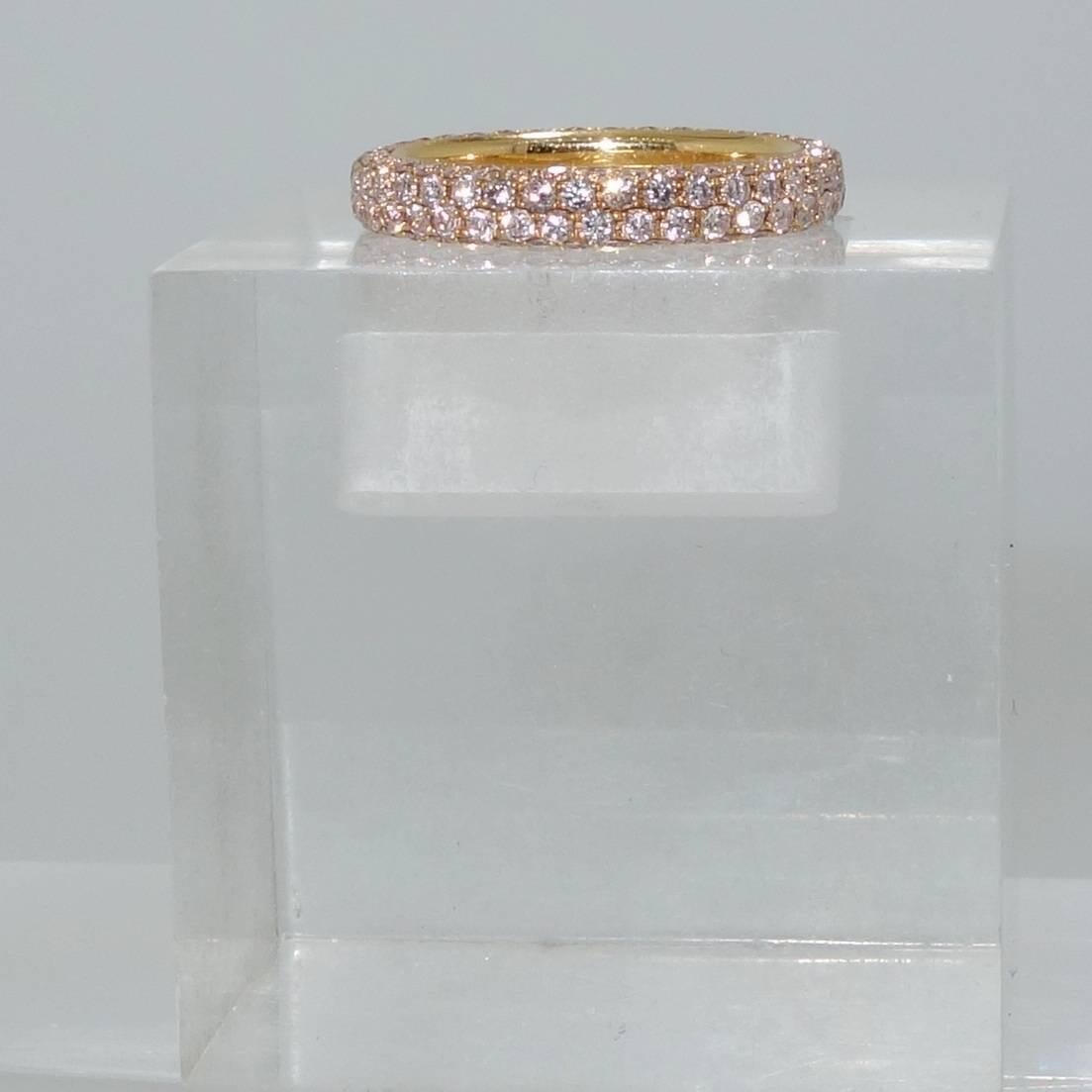 Contemporary Pierre Famille Fancy Pink Diamond Gold Eternity Band Ring