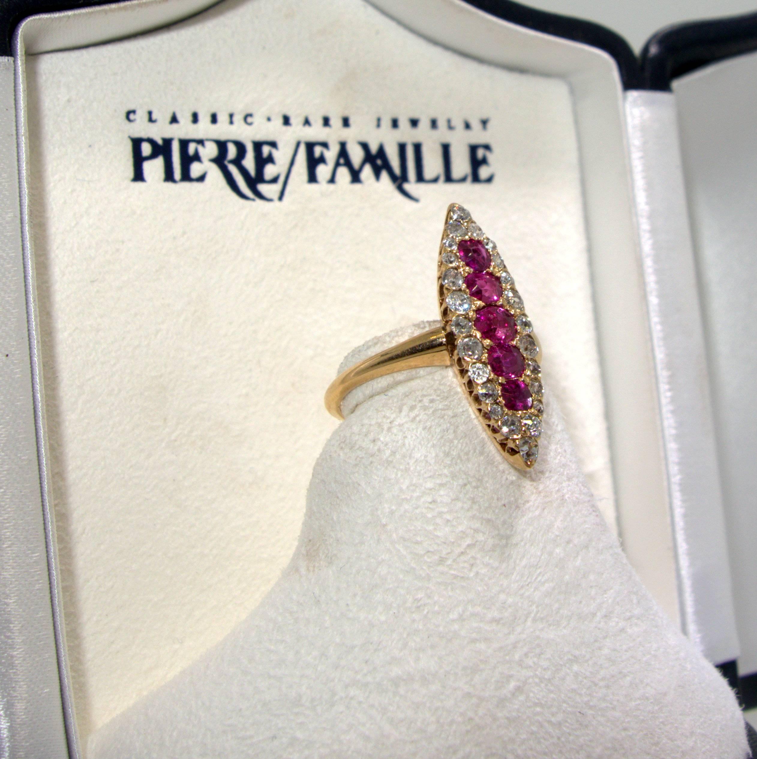 High Victorian Antique Ruby Diamond Gold Ring