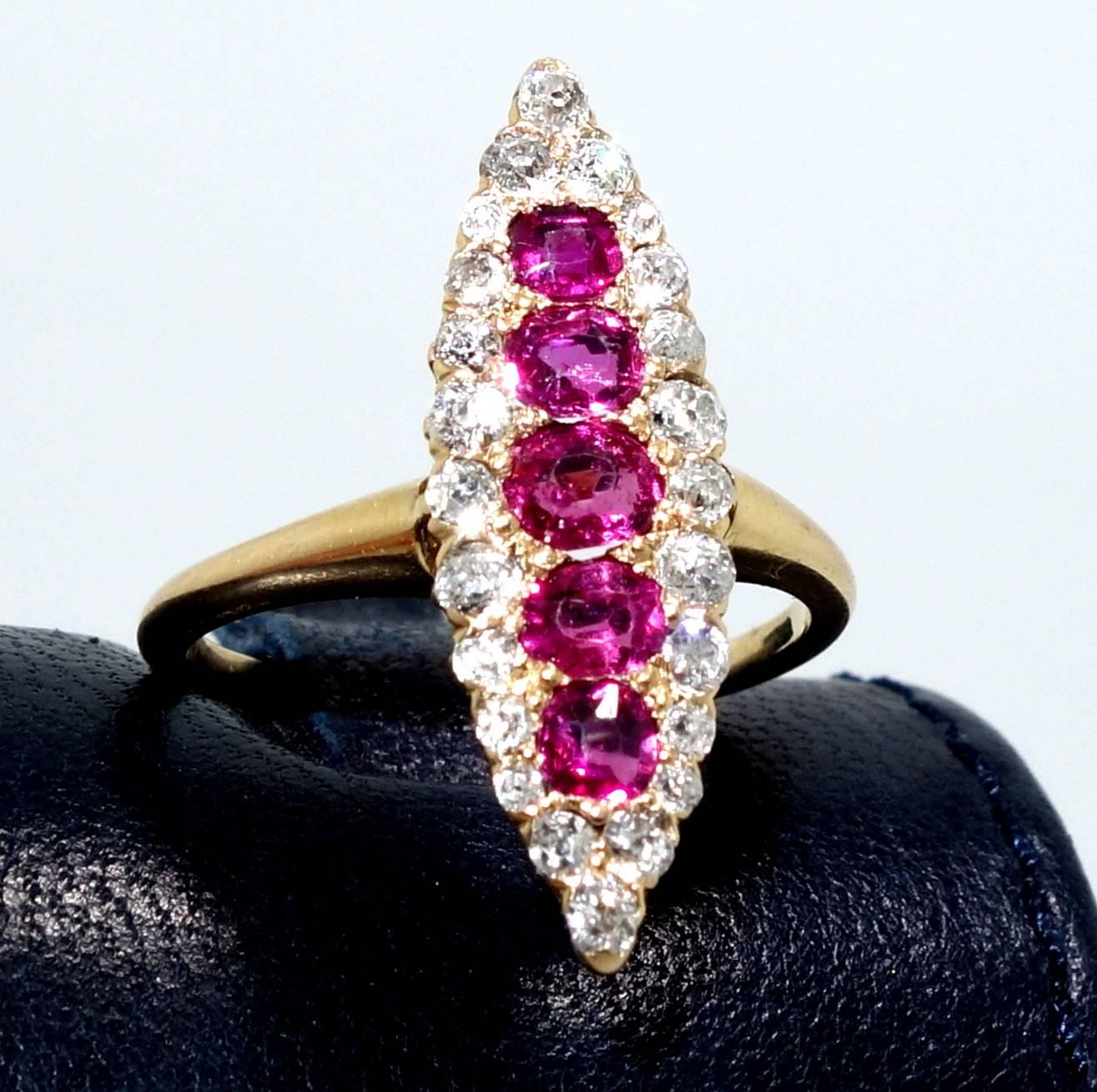 Antique Ruby Diamond Gold Ring In Good Condition In Aspen, CO