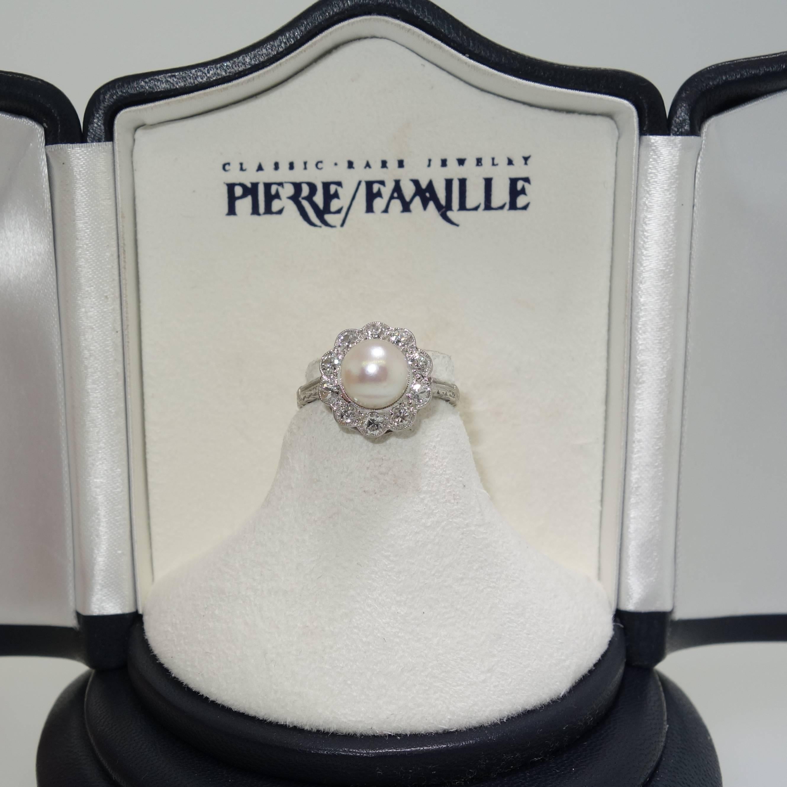antique pearl and diamond ring