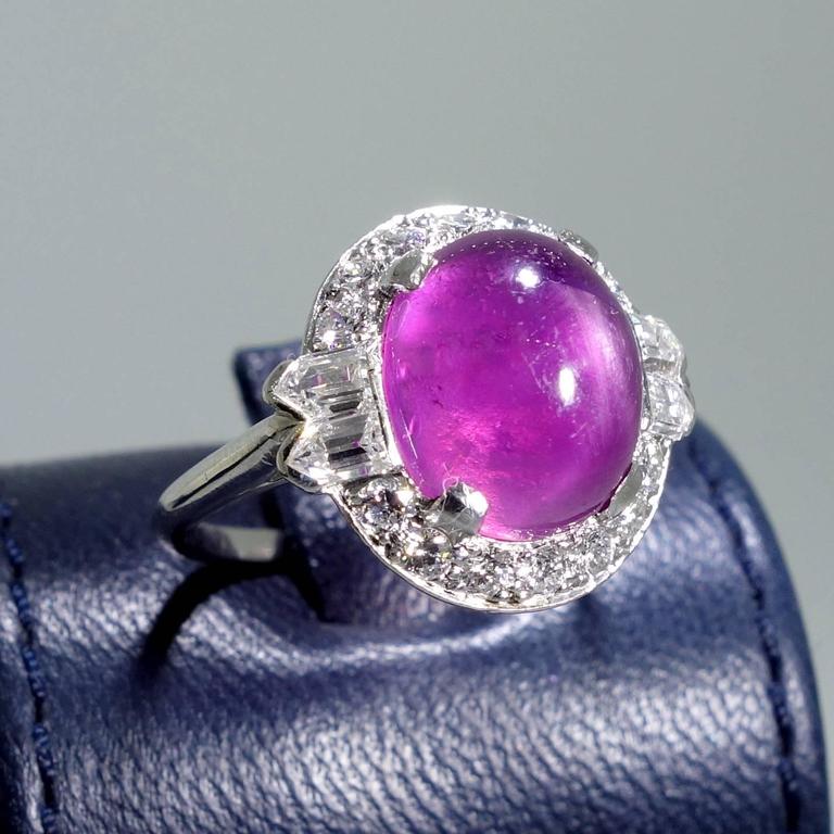 Art Deco 6.51 Carat GIA Cert Star Burma Ruby Diamond Platinum Ring at ...