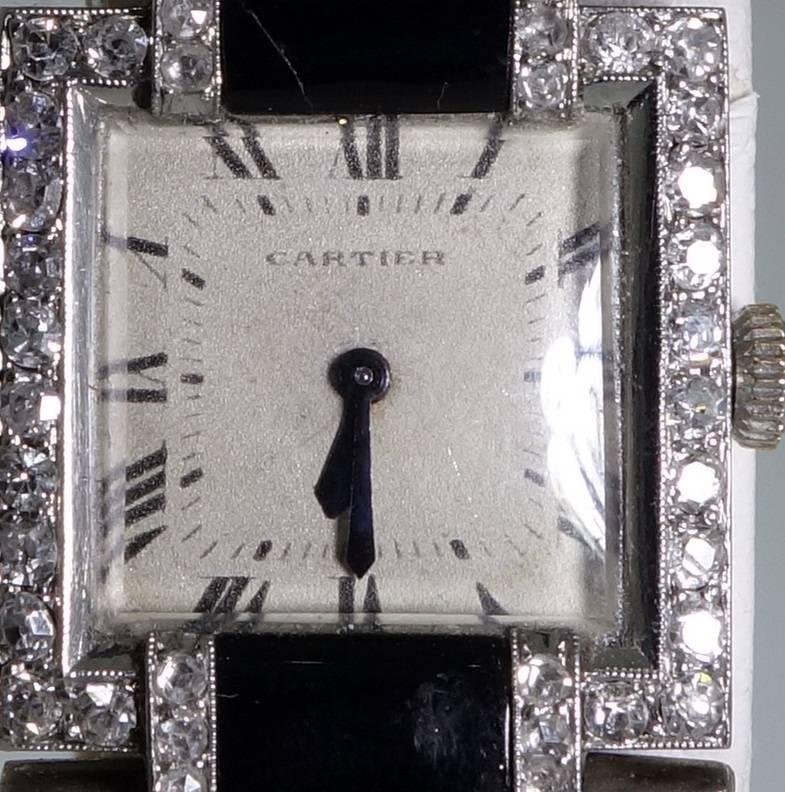 Cartier Paris Lady's Platinum Yellow Gold Diamond Wristwatch In Good Condition In Aspen, CO