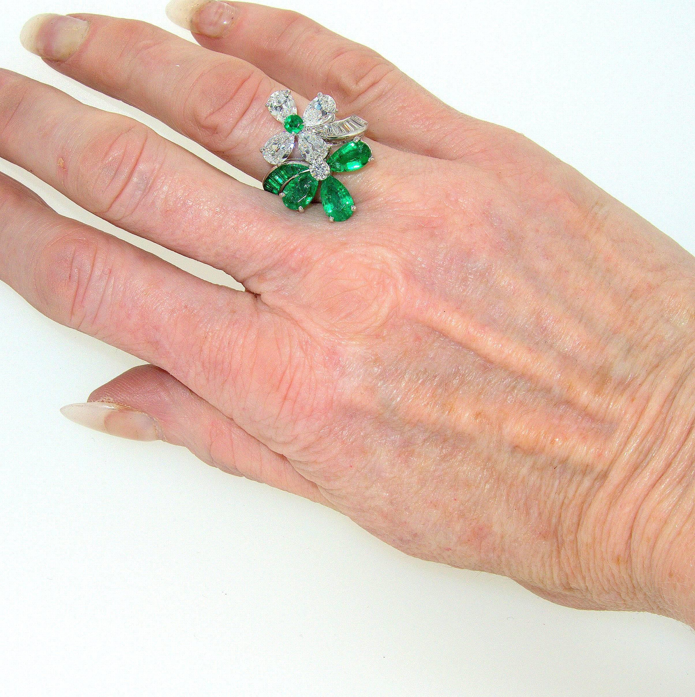 Fine Emerald Diamond Platinum Ring 1