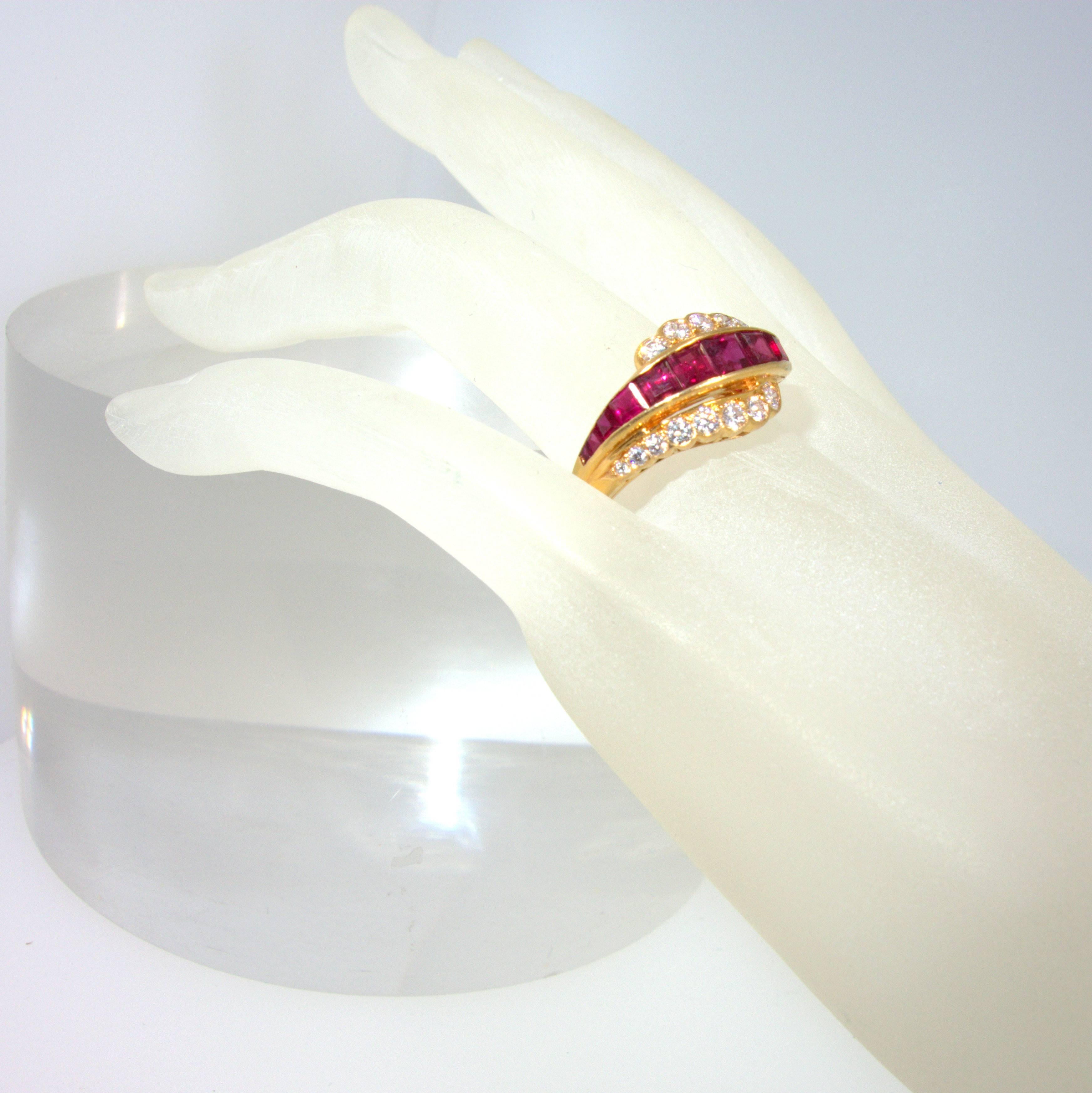 Contemporary Oscar Heyman Ruby Diamond Gold Ring