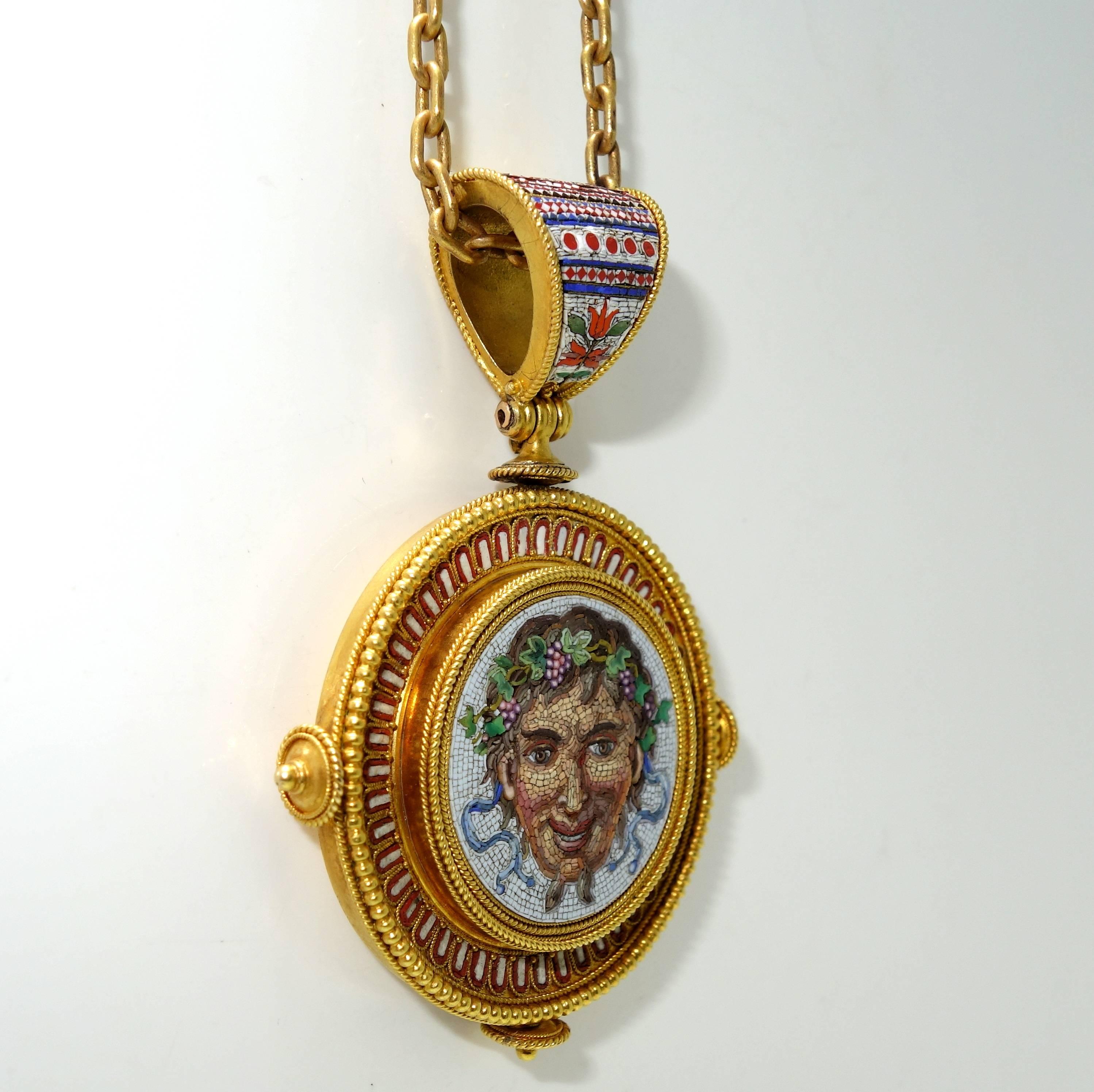 1865 Victorian Micro Mosaic Necklace In Excellent Condition In Aspen, CO