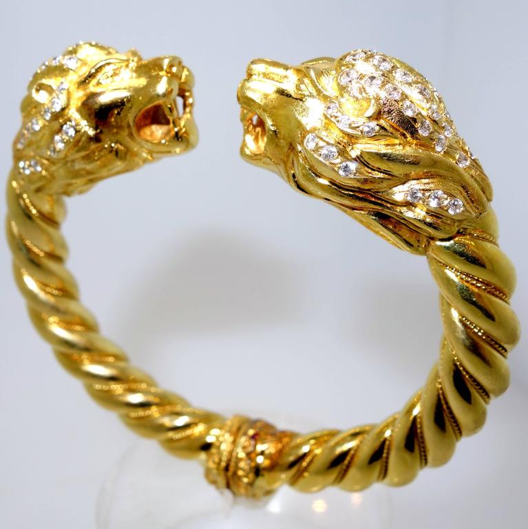Lion's head gold bangle bracelet at 1stDibs lion head bracelet gold
