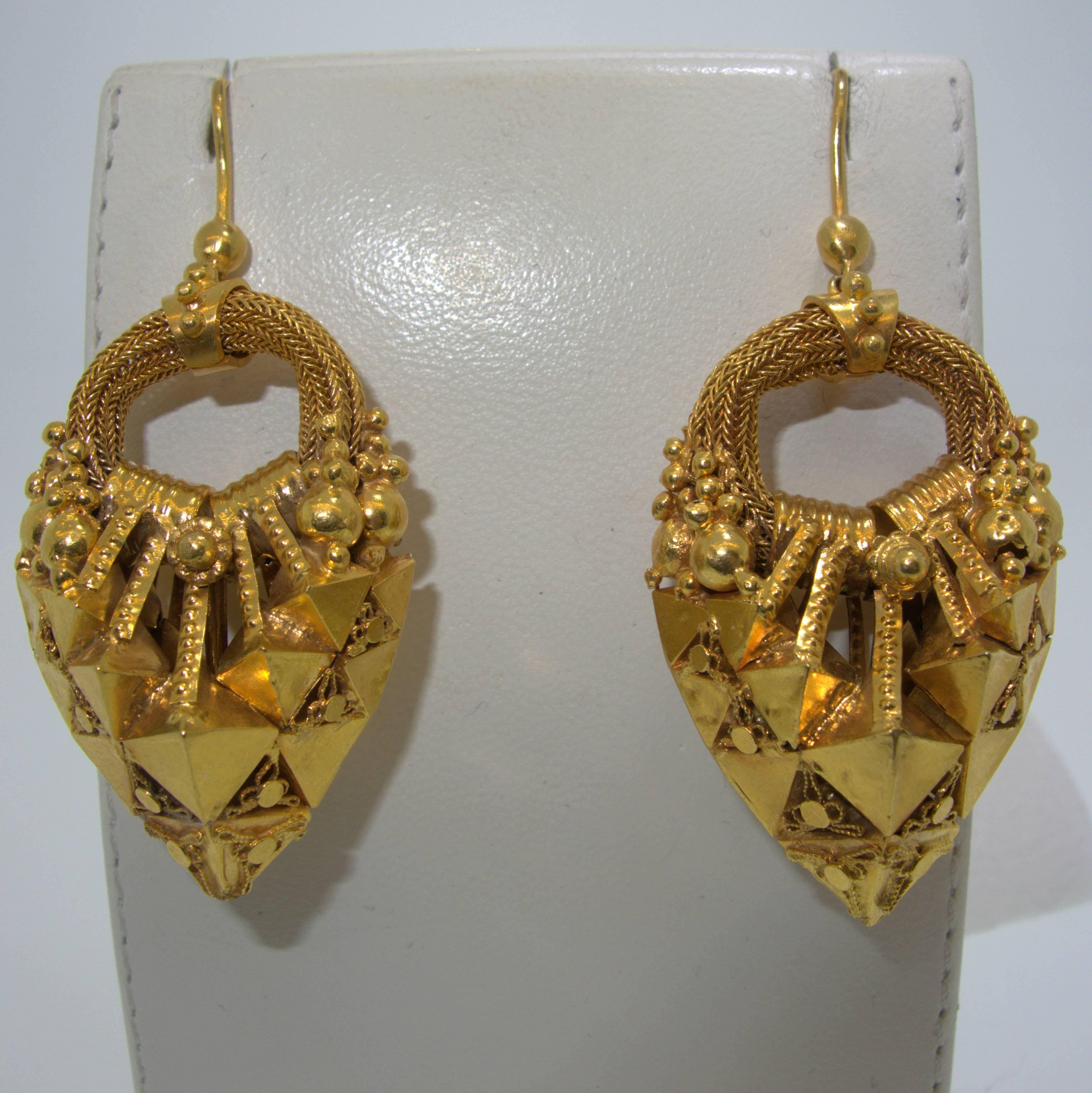 1890s Antique Gold Earrings In Good Condition In Aspen, CO