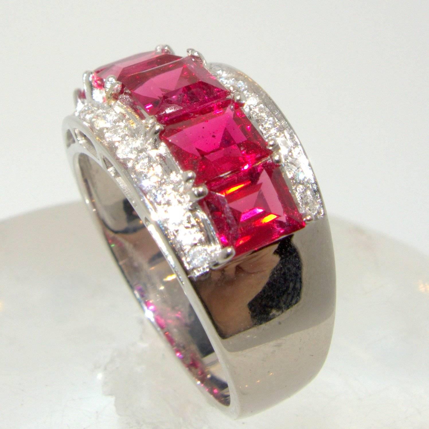 Contemporary Diamond and Natural Fine Burma Spinel Band Ring