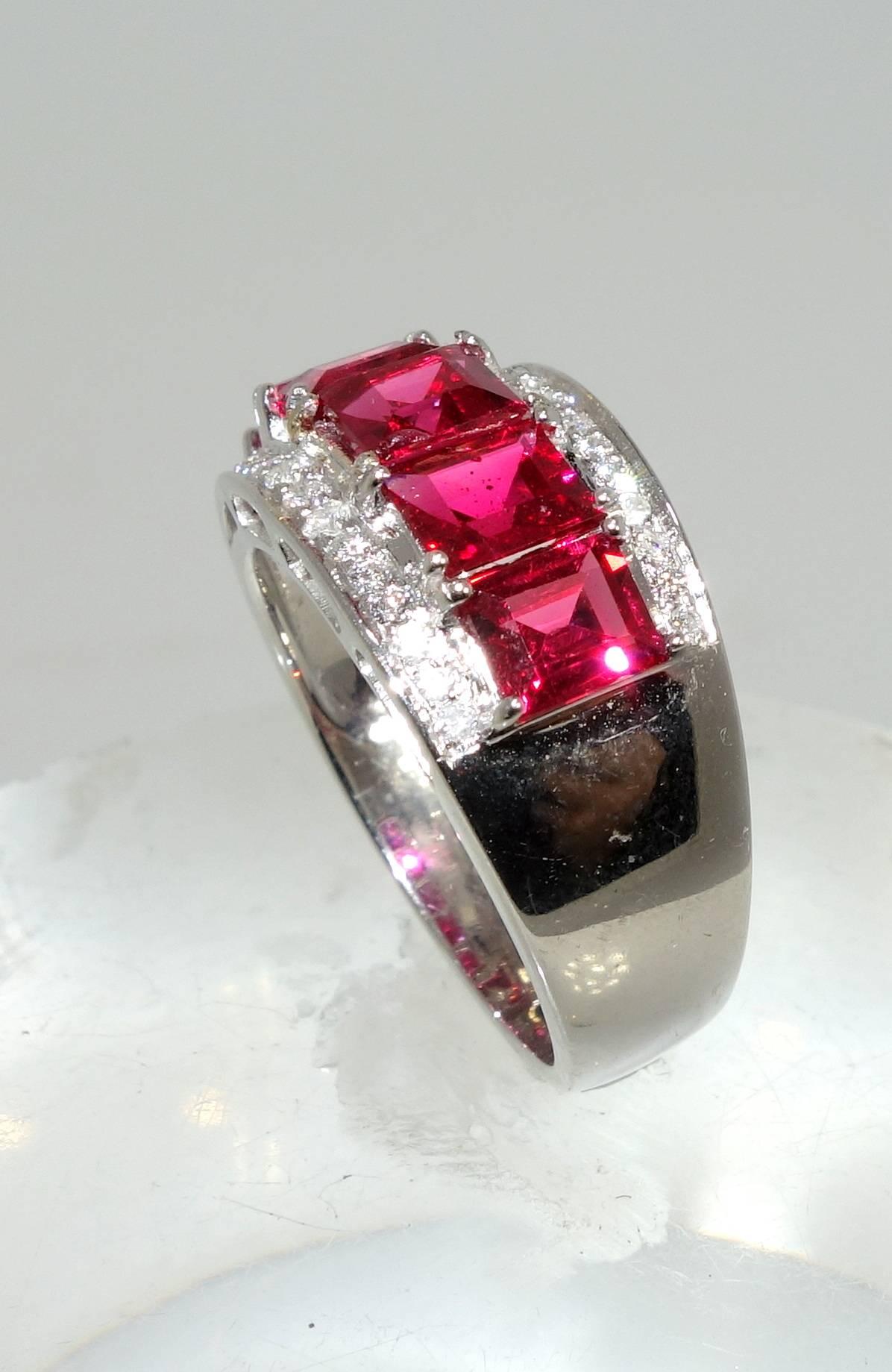 Diamond and Natural Fine Burma Spinel Band Ring 1
