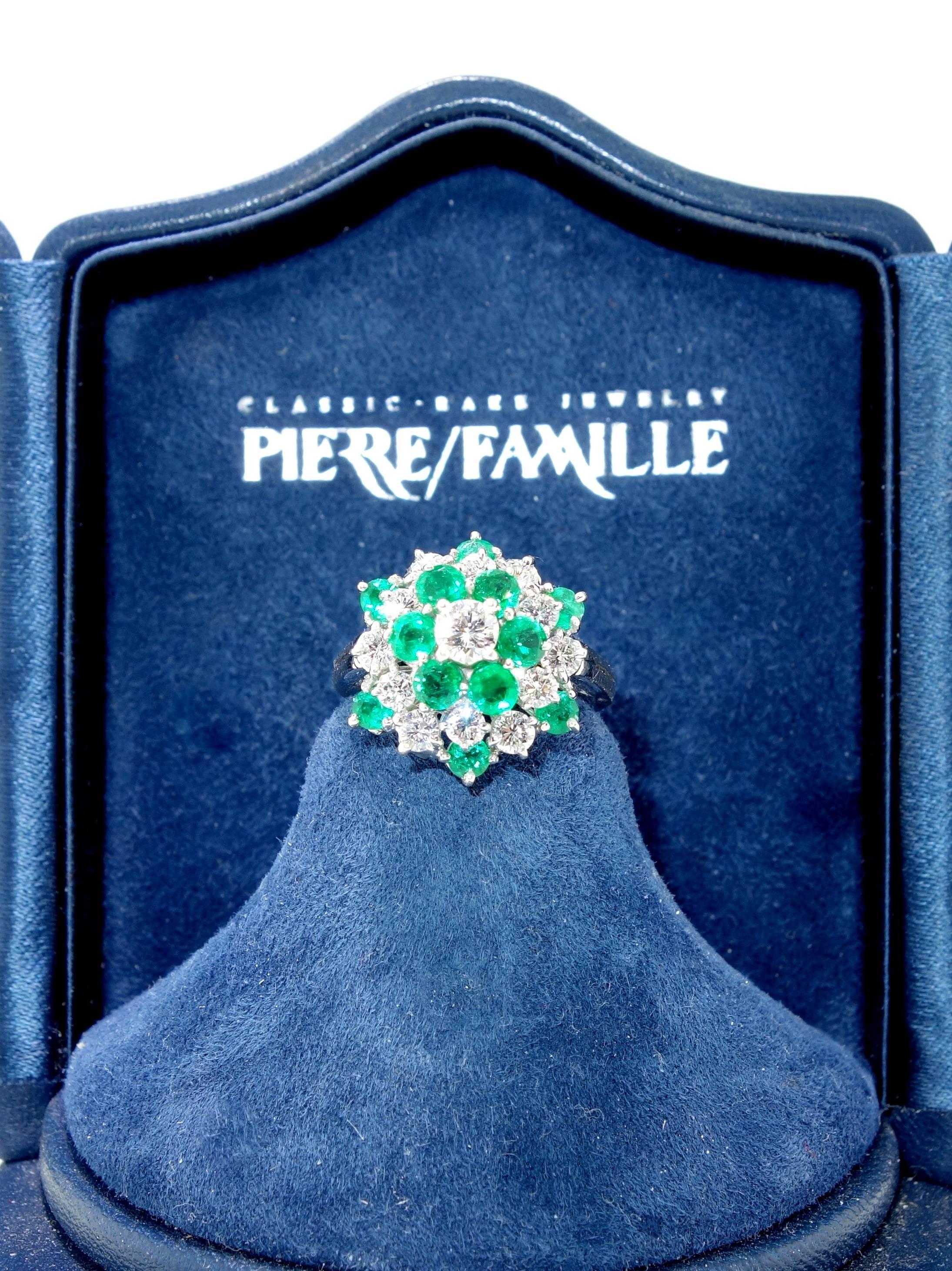 Contemporary Oscar Heyman Emerald Diamond Platinum Ring