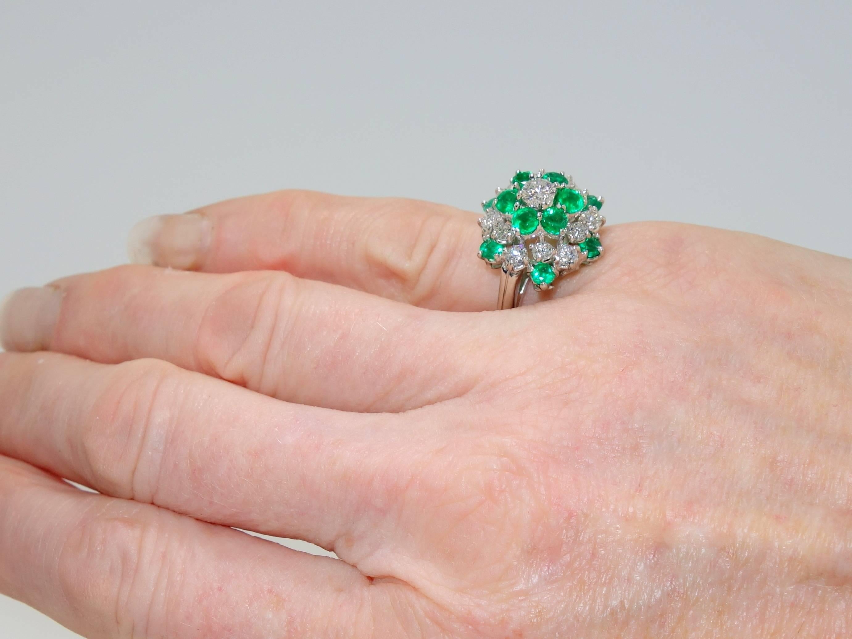 Oscar Heyman Emerald Diamond Platinum Ring In Excellent Condition In Aspen, CO