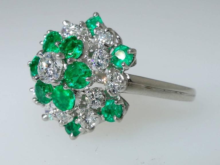 Oscar Heyman Emerald Diamond Platinum Ring at 1stDibs