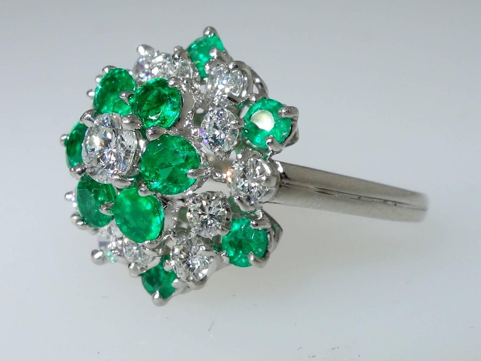 Women's Oscar Heyman Emerald Diamond Platinum Ring