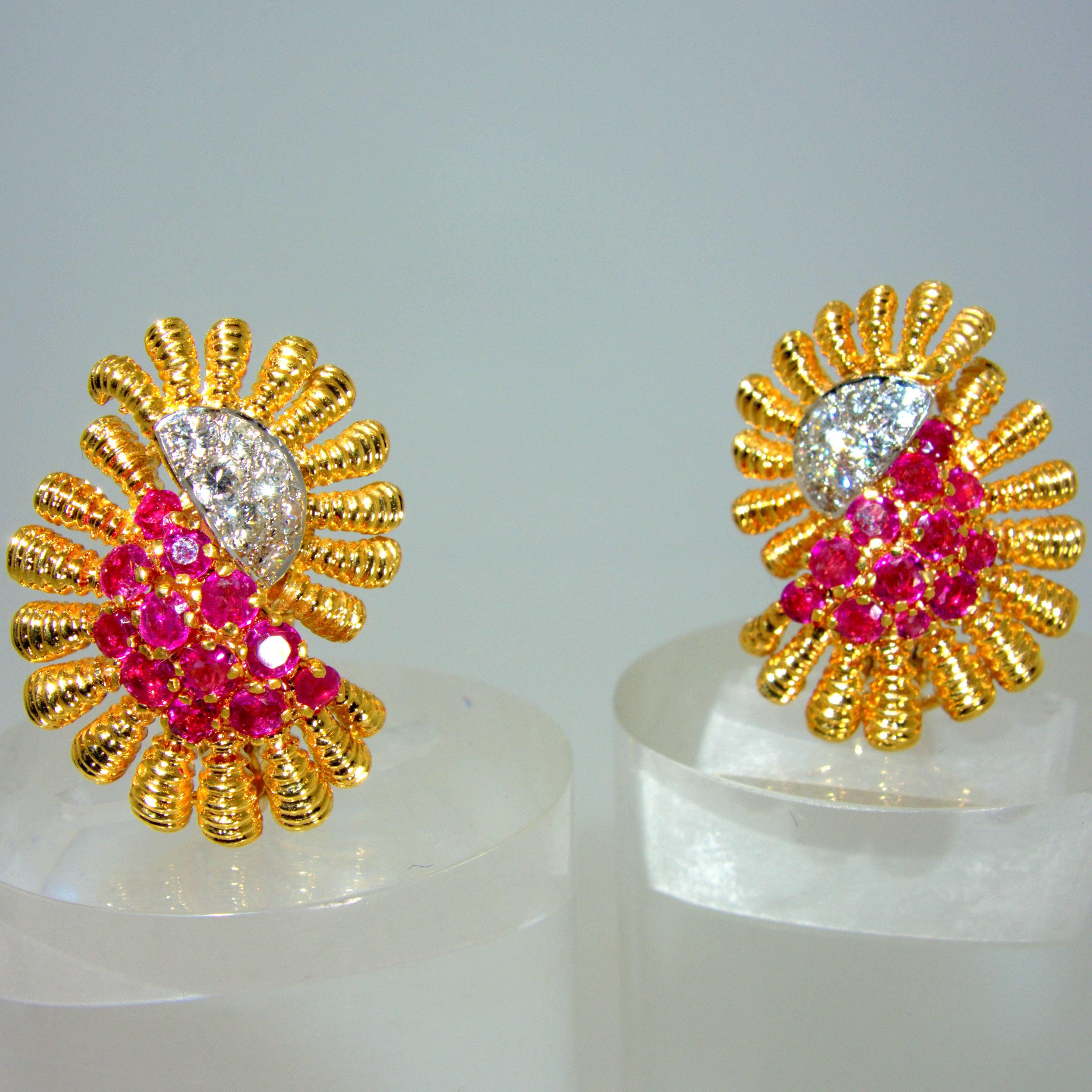 Tiffany & Co. Burma Ruby Diamond Platinum Earrings In Excellent Condition In Aspen, CO