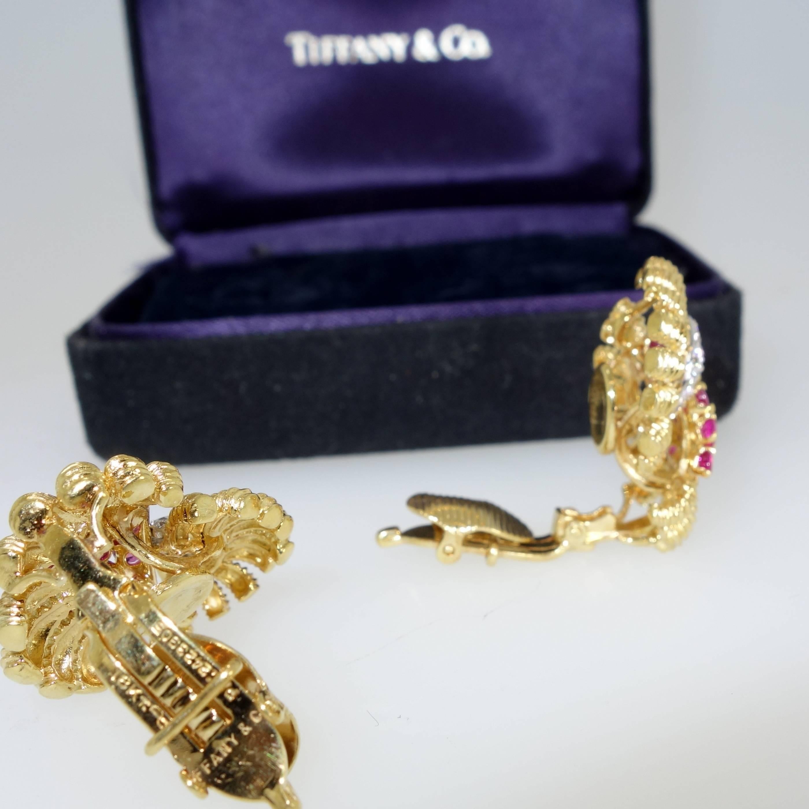 Tiffany & Co. Burma Ruby Diamond Platinum Earrings 2