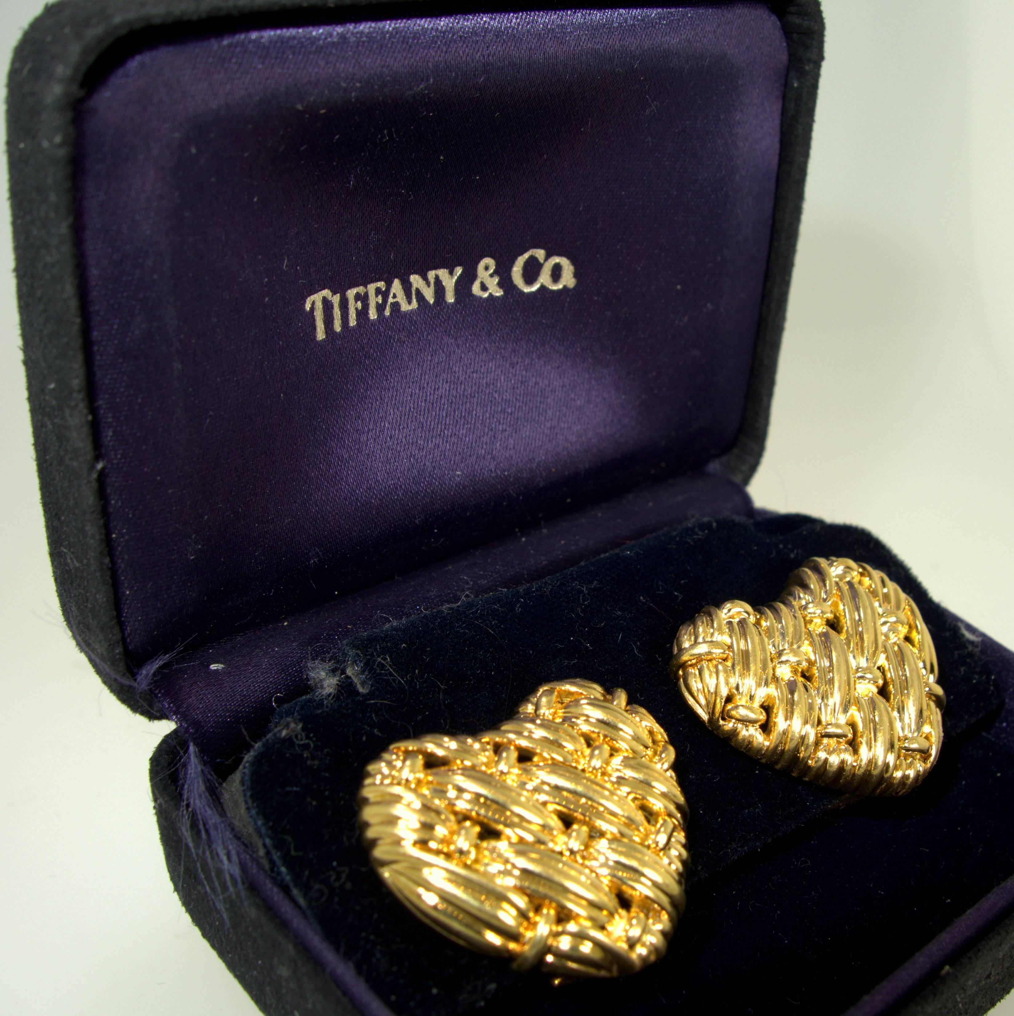 Tiffany & Co. Woven Gold Earrings In Excellent Condition In Aspen, CO
