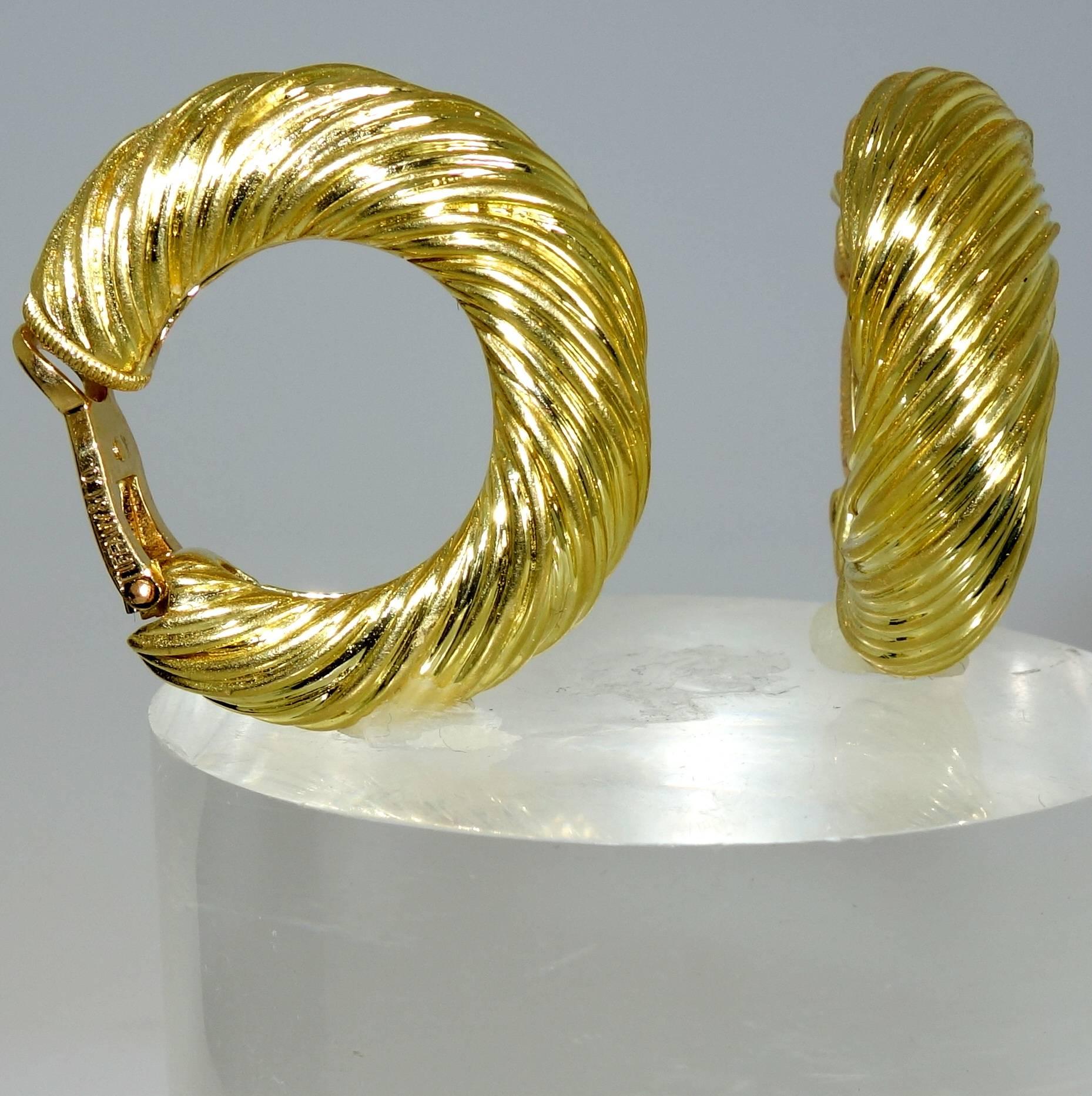 Women's Tiffany & Co. France Stylized Gold Hoop Earrings