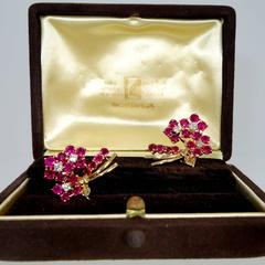1950s Van Cleef & Arpels Ruby Diamond Gold Earrings
