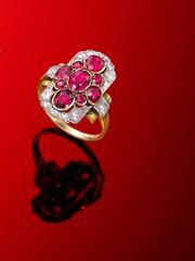 1900 Antique Burma Ruby Diamond Gold Platinum Ring