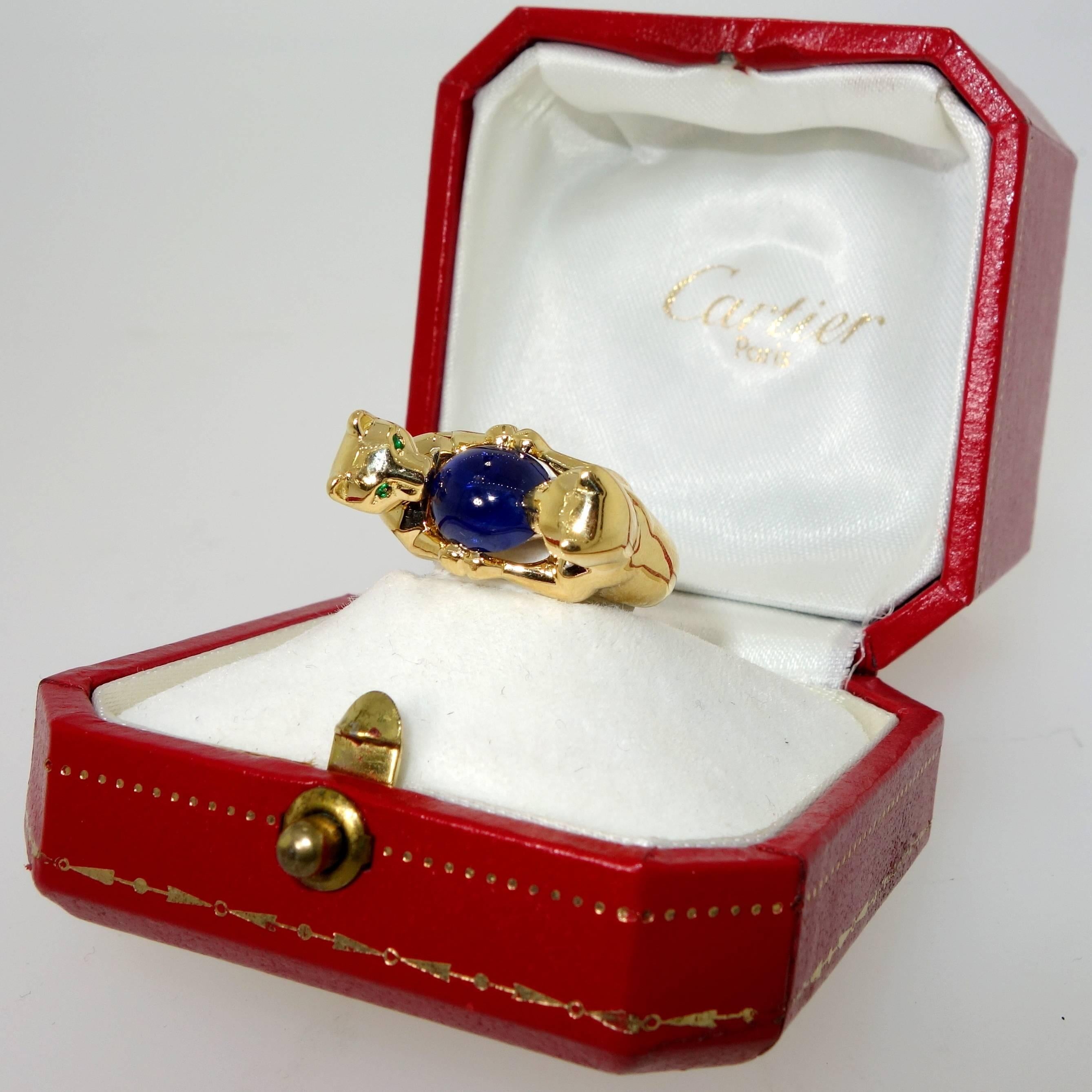 Cartier Burma Sapphire Emerald Gold Ring 1