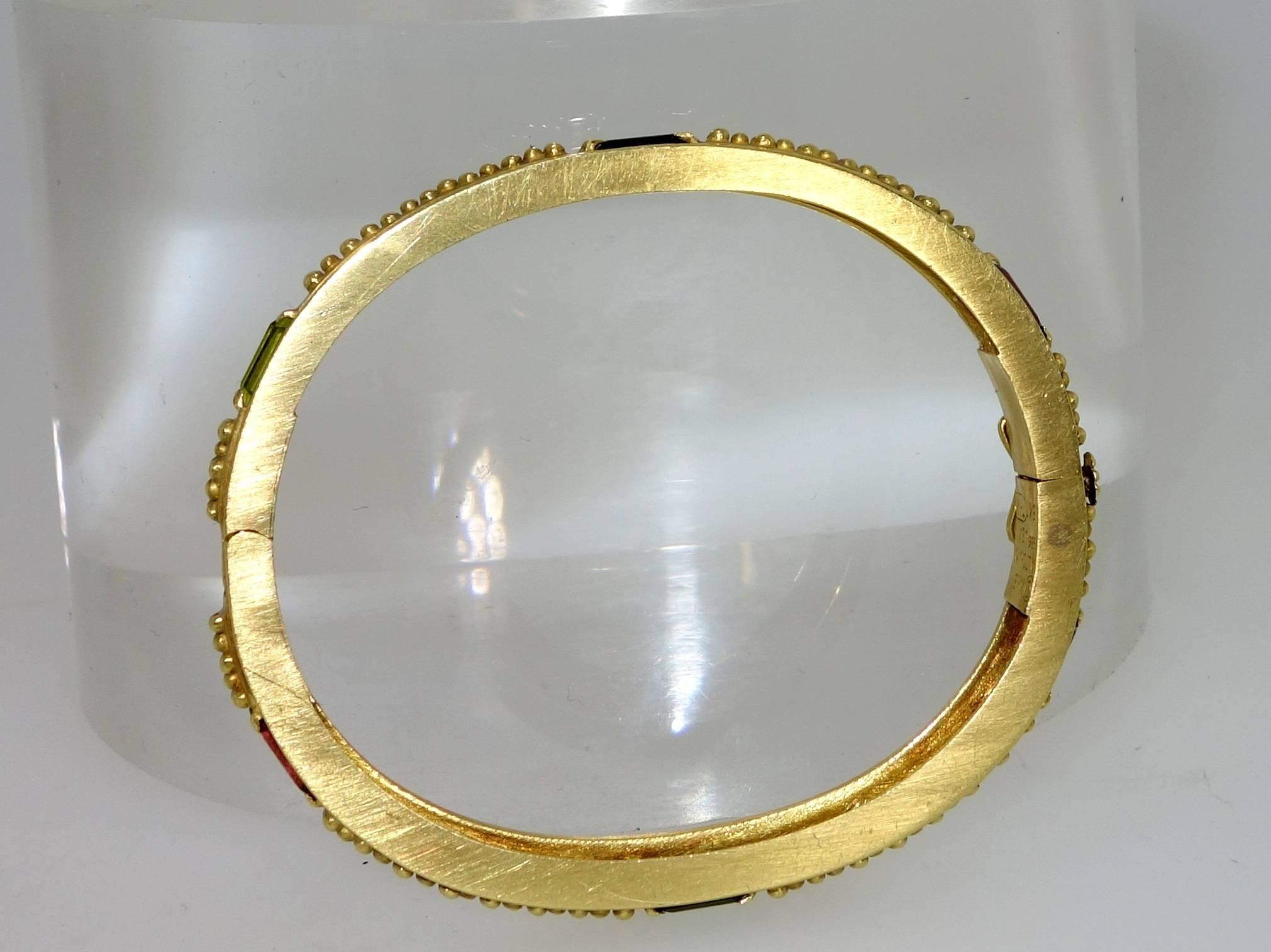 Women's Multicolor Stone Gold Bangle Bracelet