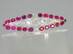 Edwardian Burma Ruby Diamond Platinum Brooch