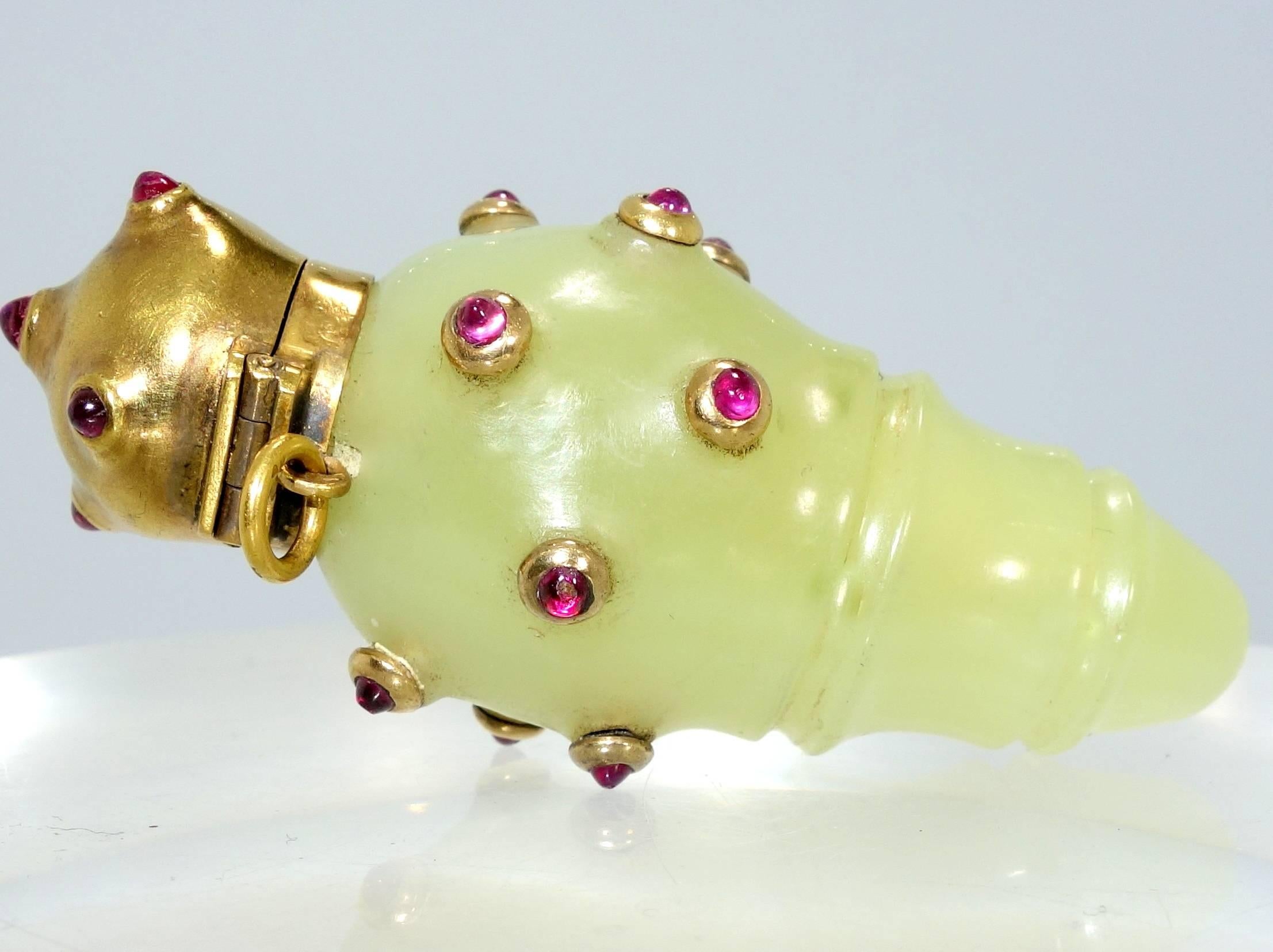 Victorian Antique Ruby Gold Bowenite Perfume Bottle