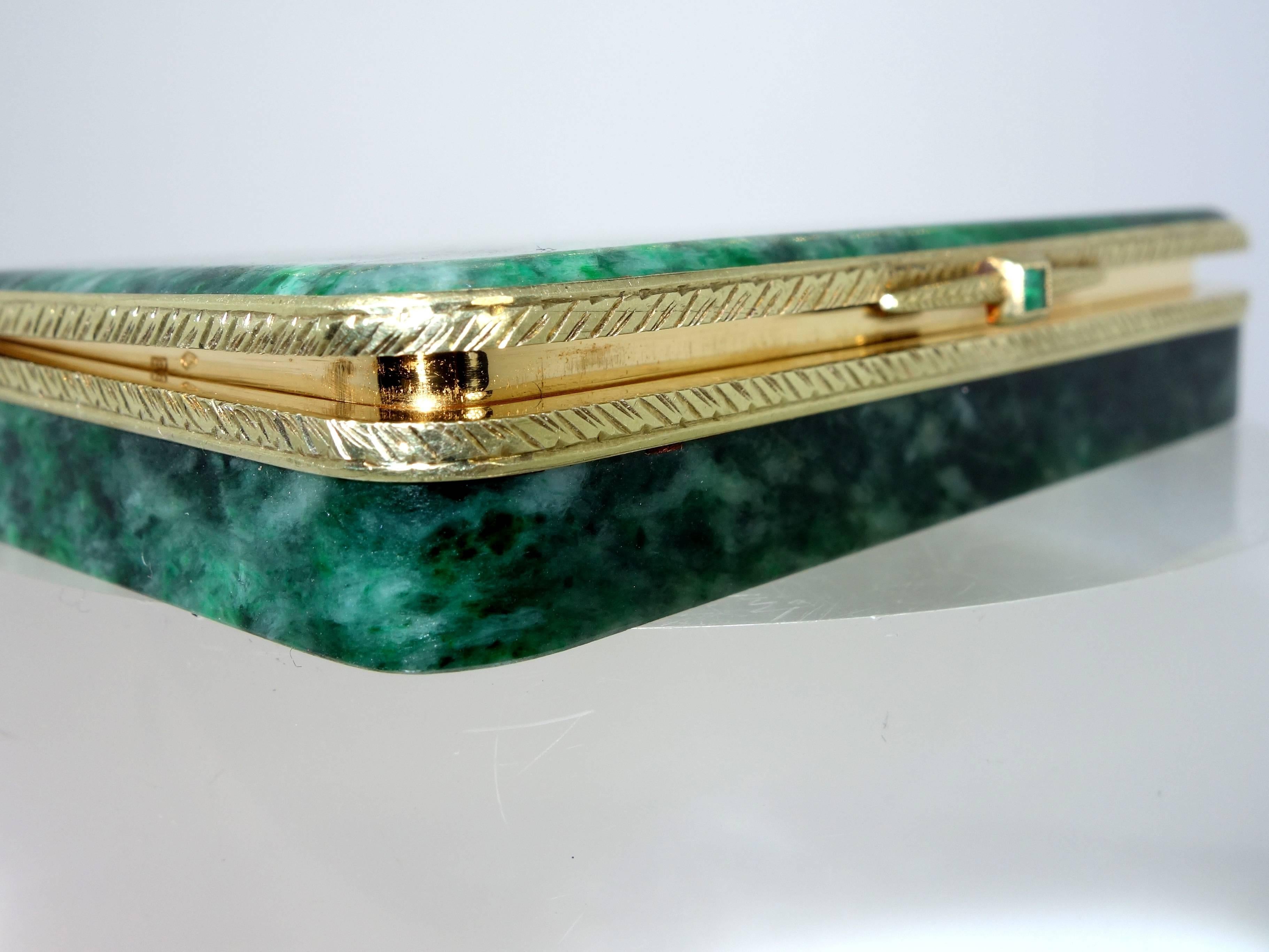 Jadeite Box in Carved Gold Circa 1920  In Excellent Condition In Aspen, CO