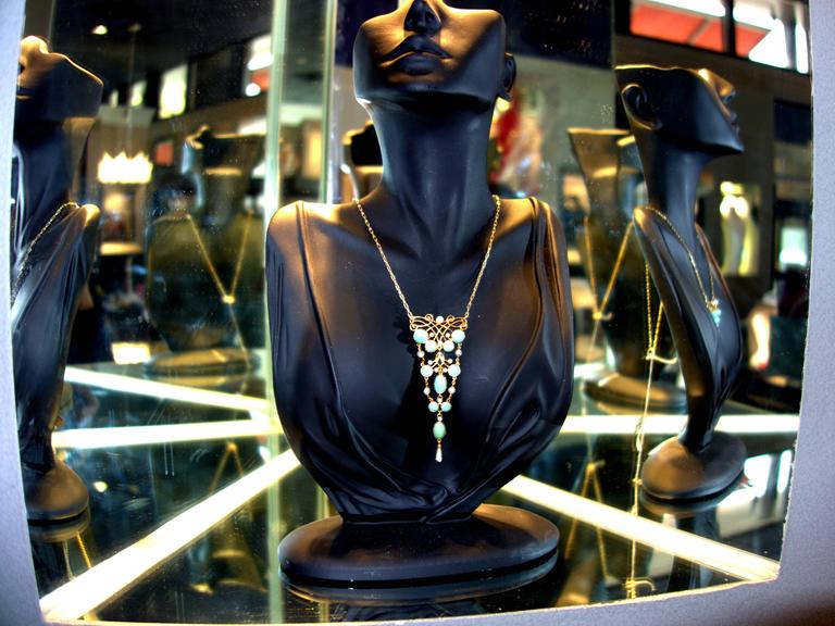 293 Art Nouveau Pearl Turq Necklace main image 0